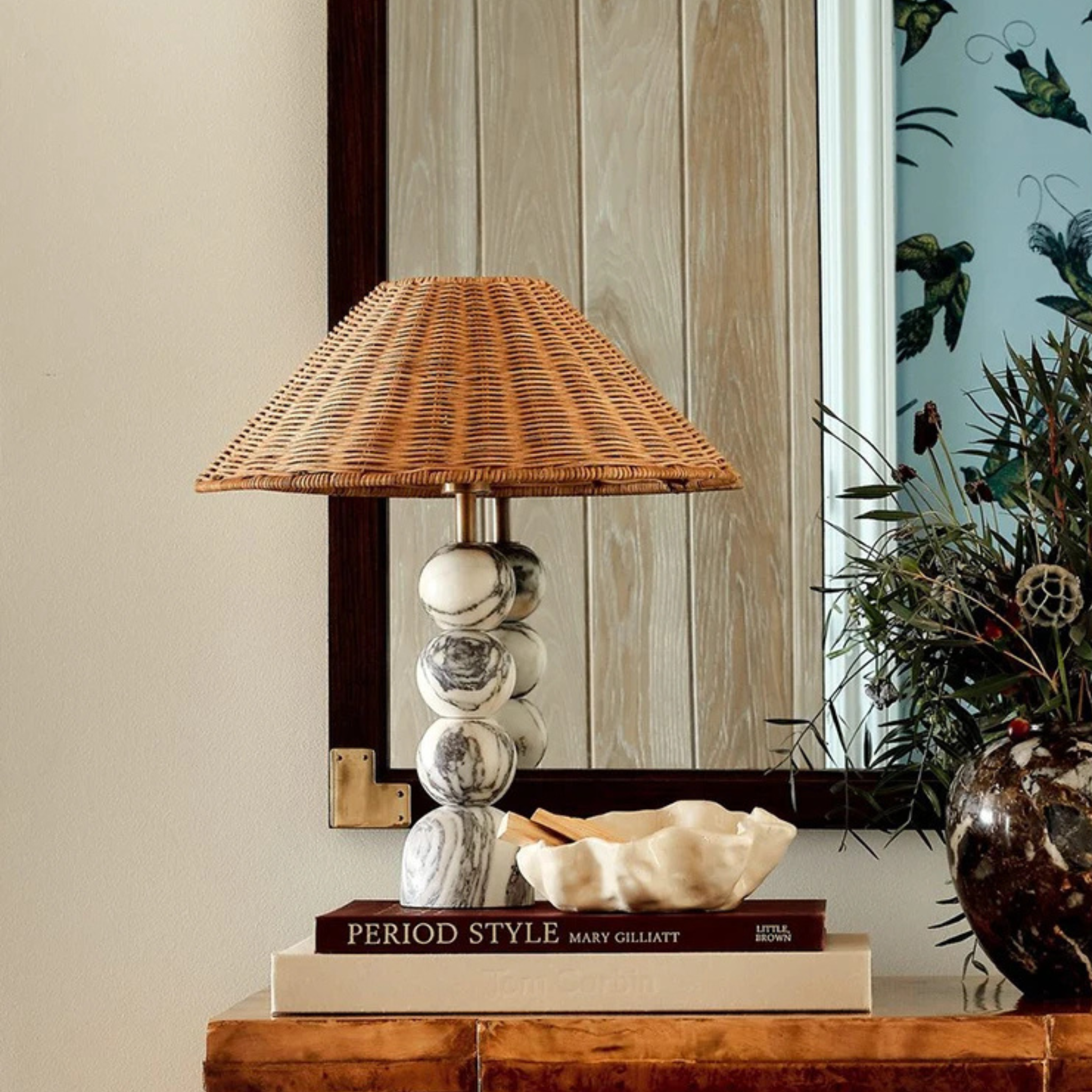 Stenglo Marble Rattan Table Lamp Warm Ambient Light, Lamps, Nordic Shade