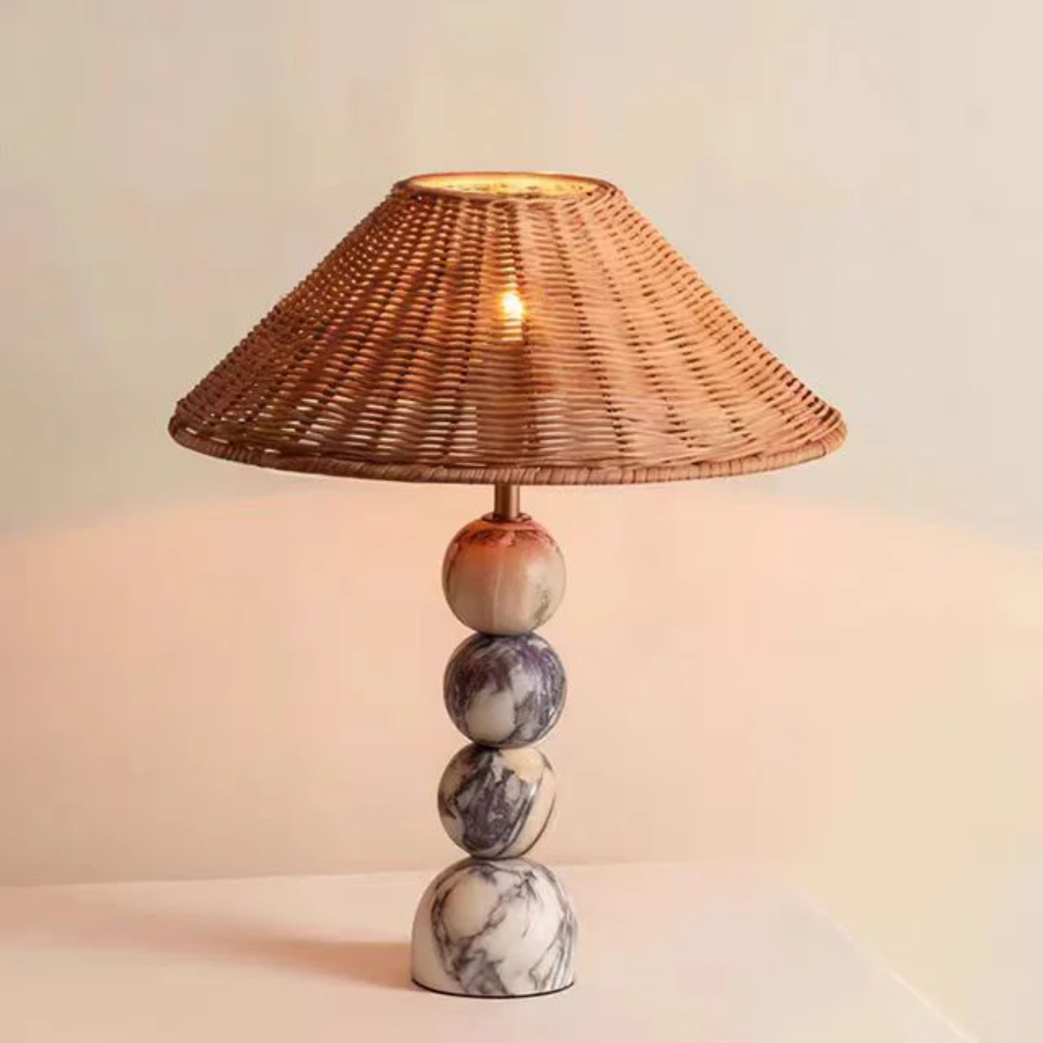 Stenglo Marble Rattan Table Lamp Warm Ambient Light, Lamps, Nordic Shade
