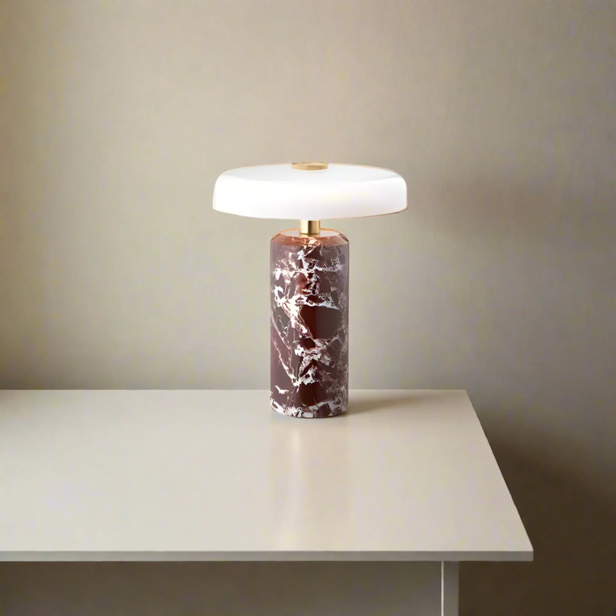 Portable Marble Table Lamp Touch Dimmer by Skonne, Red, Lamps, Stenglo Rechargeable Dimmable