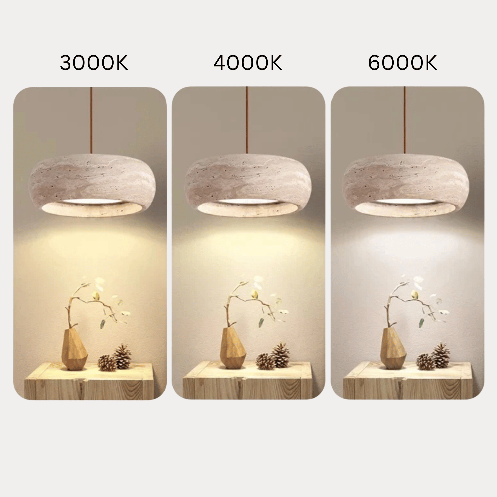 Genuine Travertine Stone Dimmable LED Pendant Light, Ceiling Fixtures, Stenglo