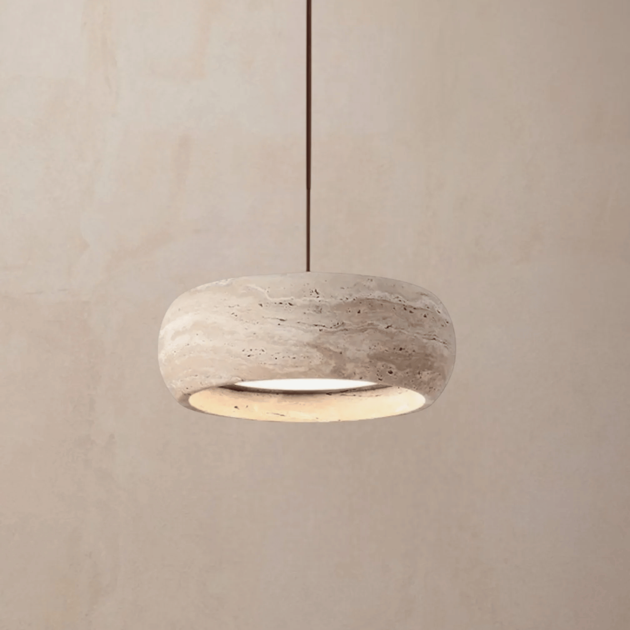 Genuine Travertine Stone Dimmable LED Pendant Light, Ceiling Fixtures, Stenglo