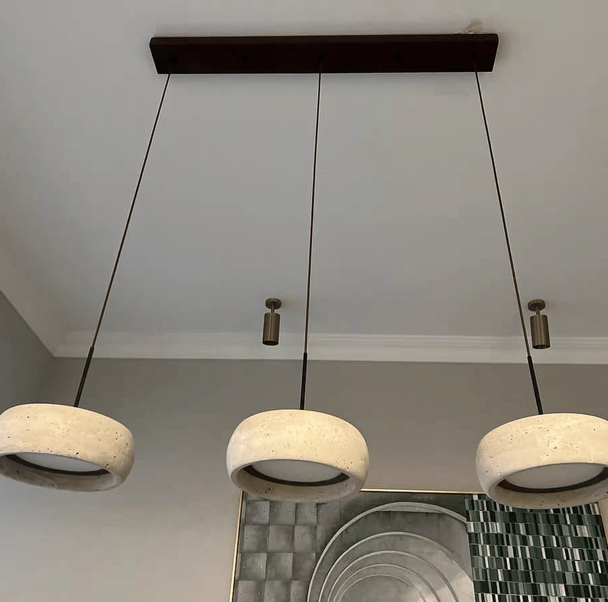 Genuine Travertine Stone Dimmable LED Pendant Light, Ceiling Fixtures, Stenglo