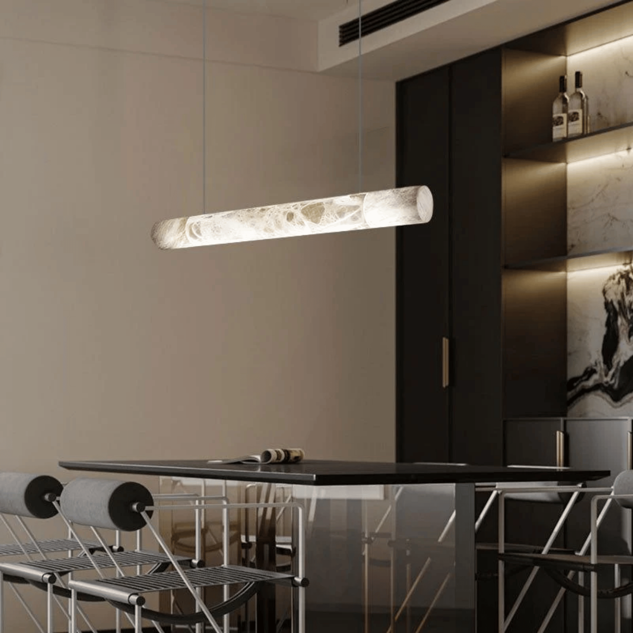 Modern Marble Beam Pendant Light for Dining Rooms, Large / Warm light, Ceiling Fixtures, Stenlys Sculptural