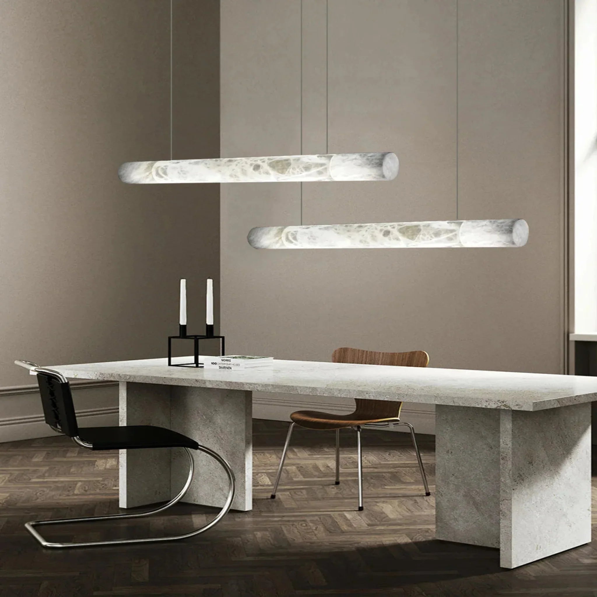 Modern Marble Beam Pendant Light for Dining Rooms, Ceiling Fixtures, Stenlys Sculptural