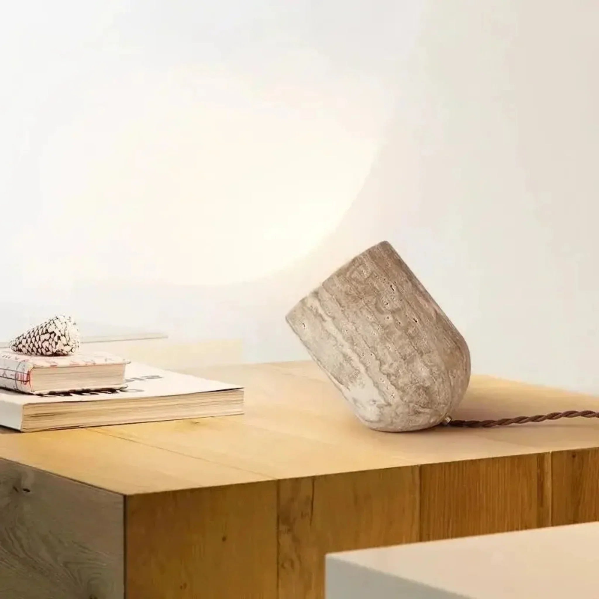 Natural Travertine Stone Table Lamp for Living Room, Lamps, Stenvarm Accent