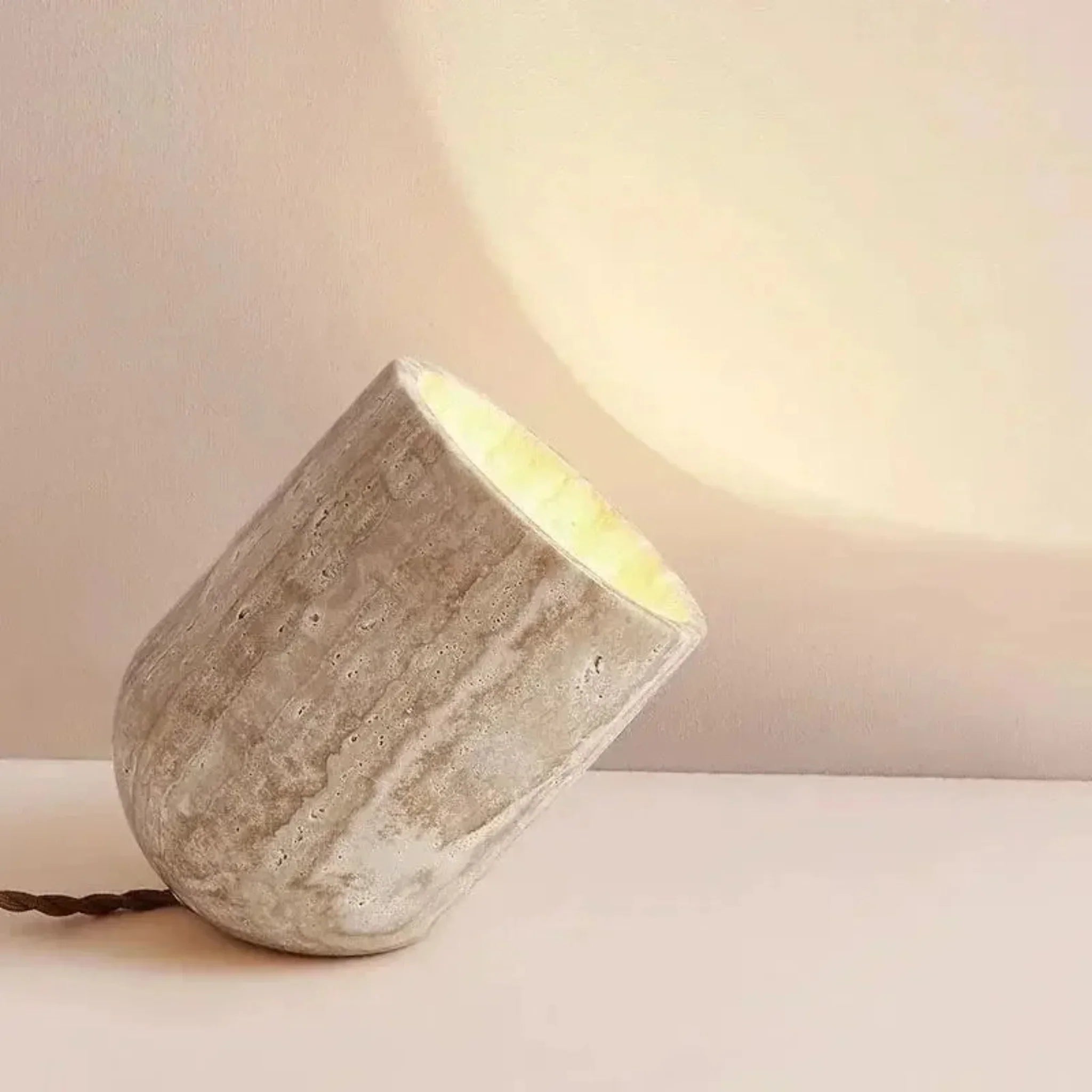 Natural Travertine Stone Table Lamp for Living Room, Lamps, Stenvarm Accent