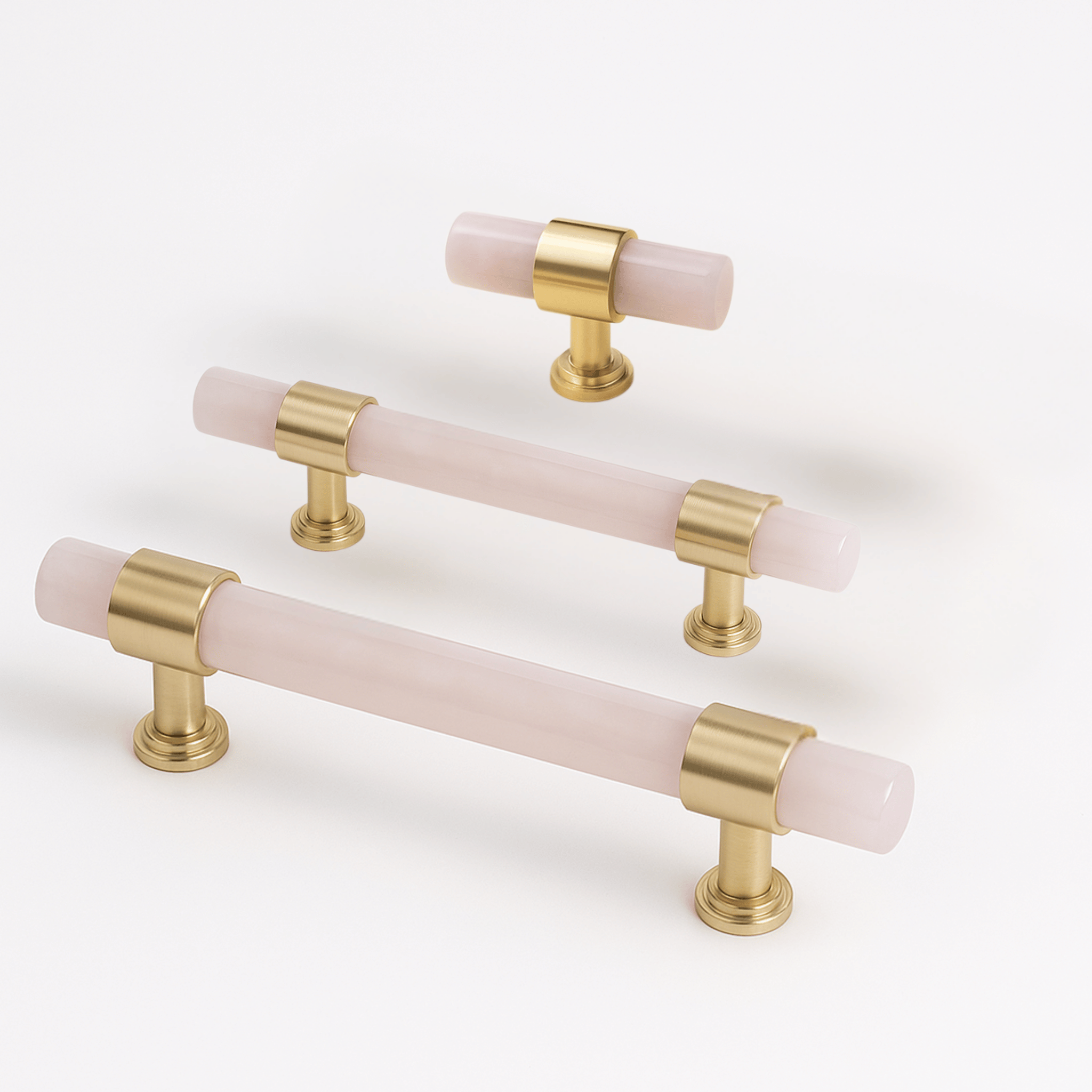 Marble Brass Cabinet Pulls — Natural Stone Hardware, Pink Knob, Knobs & Handles, Stenvei