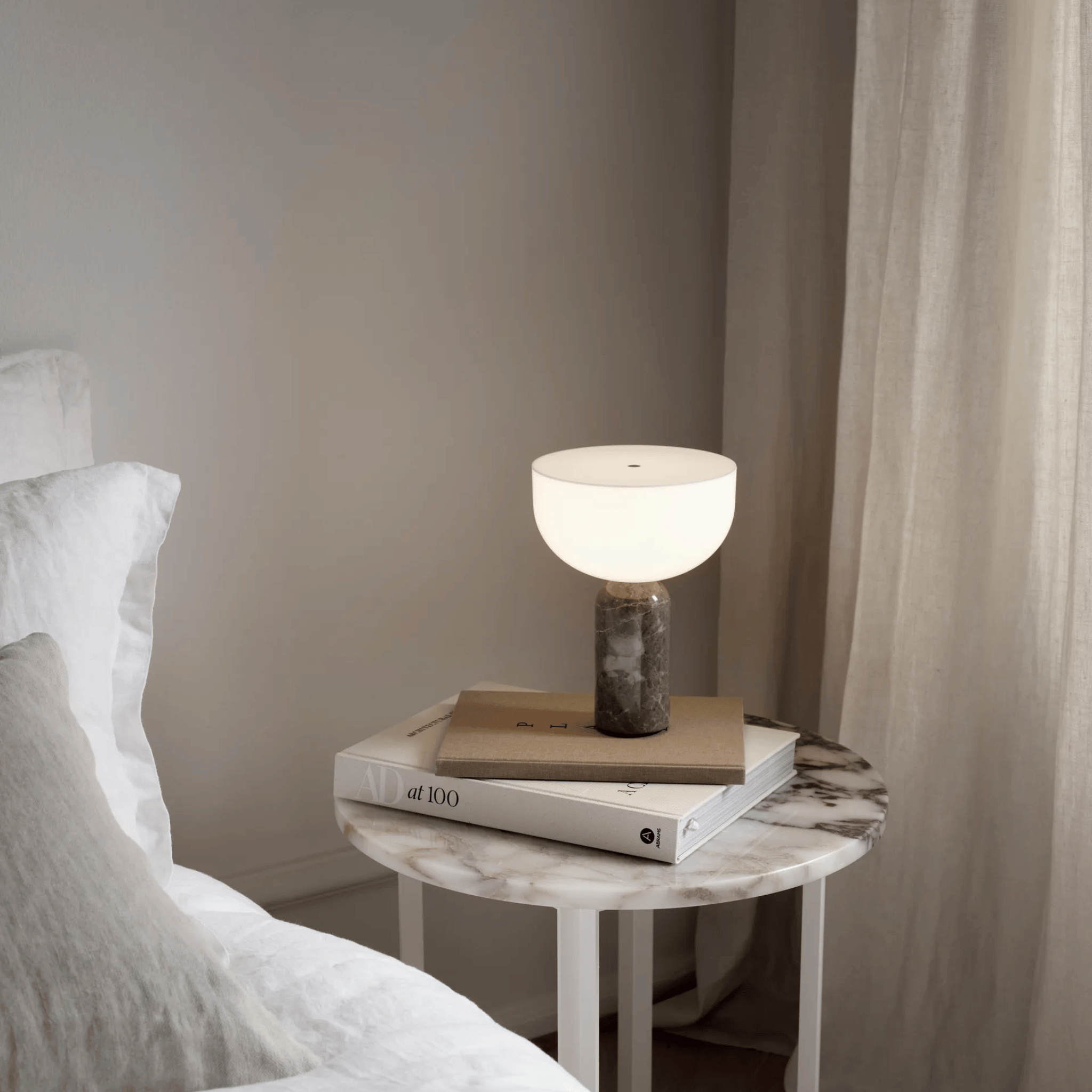 Stenvei Nordic Marble Table Lamp with USB Port, White, Lamps, Touch Charging