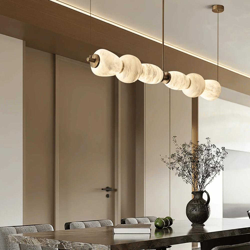 Stenvei Marble Pendant Light – Gold Dimmable 53 in, Ceiling Fixtures, Natural