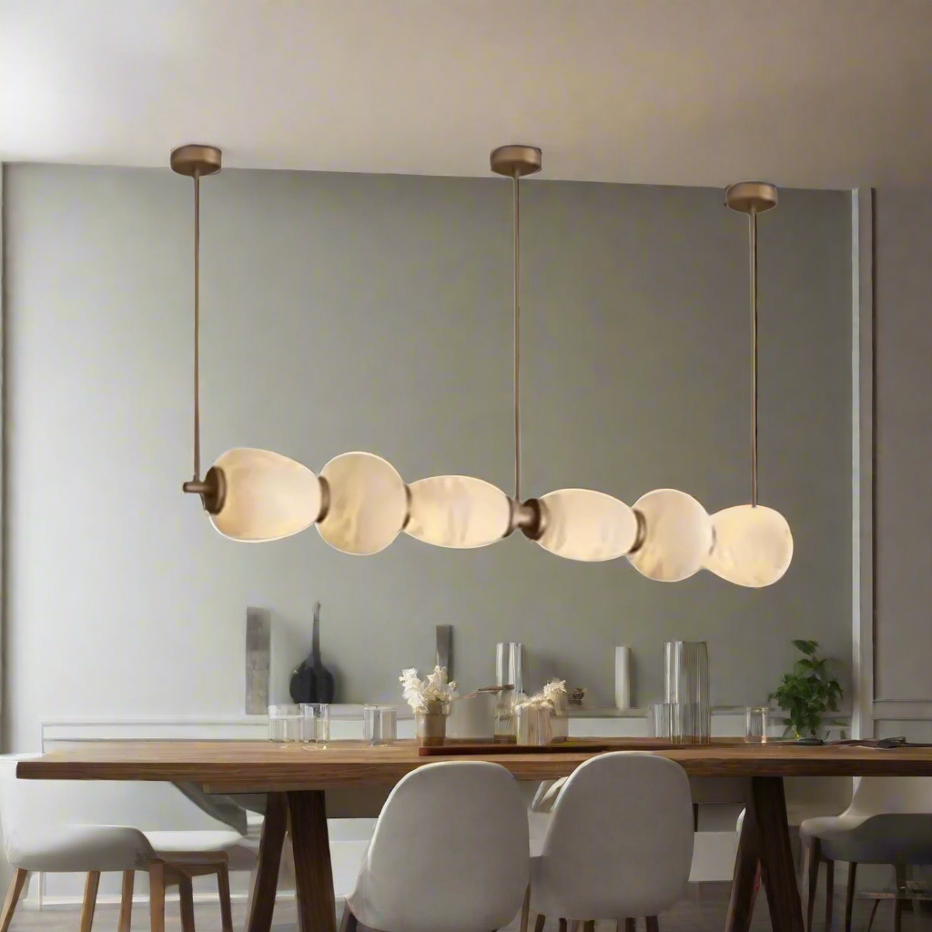 Stenvei Marble Pendant Light – Gold Dimmable 53 in, Ceiling Fixtures, Natural