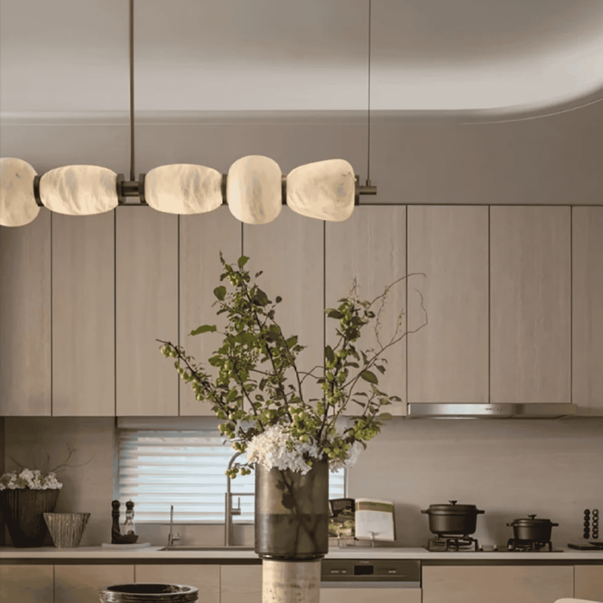 Stenvei Marble Pendant Light – Gold Dimmable 53 in, Ceiling Fixtures, Natural