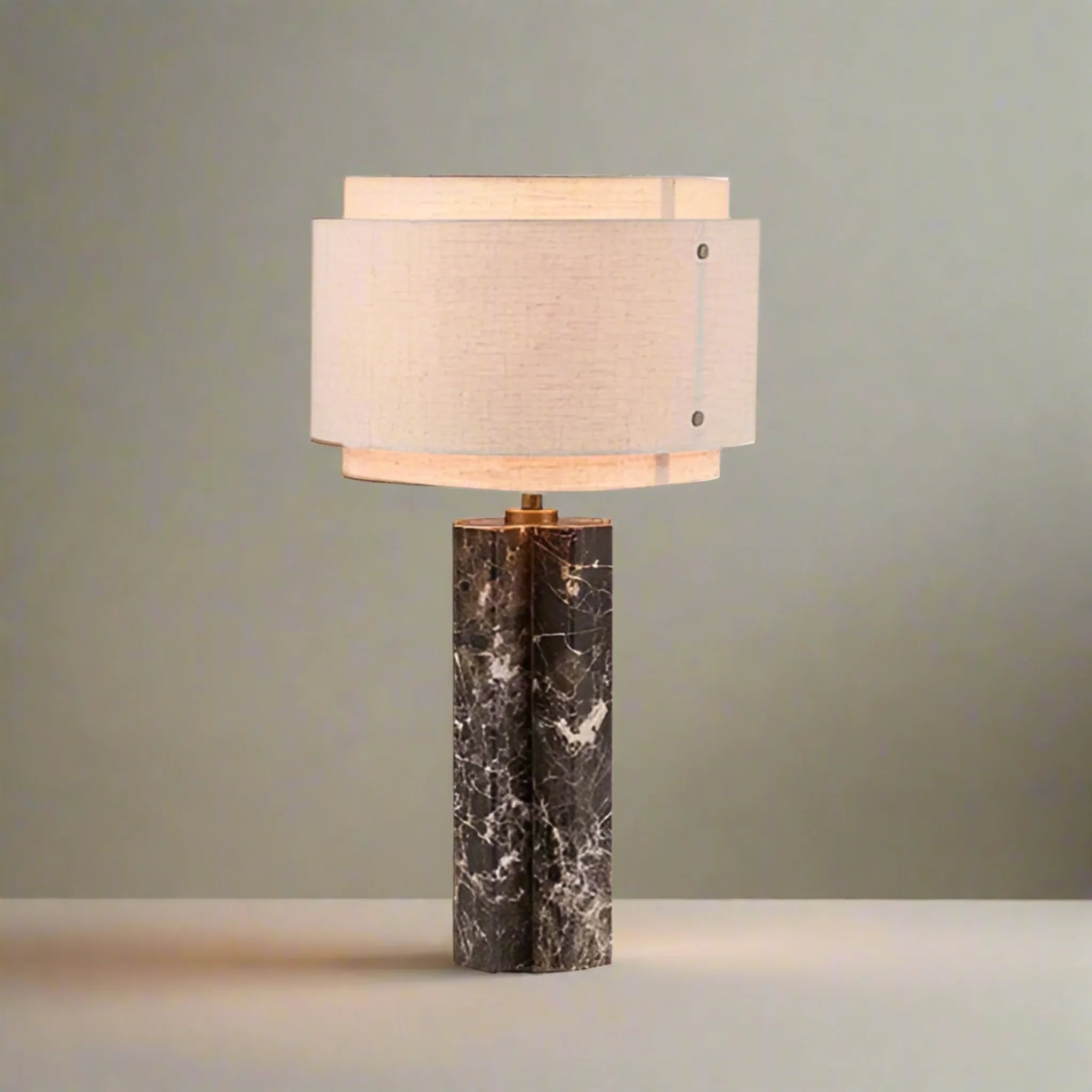 Natural Marble Table Lamp Warm White Nordic Light, Lamps, Stenvei Fabric Shade