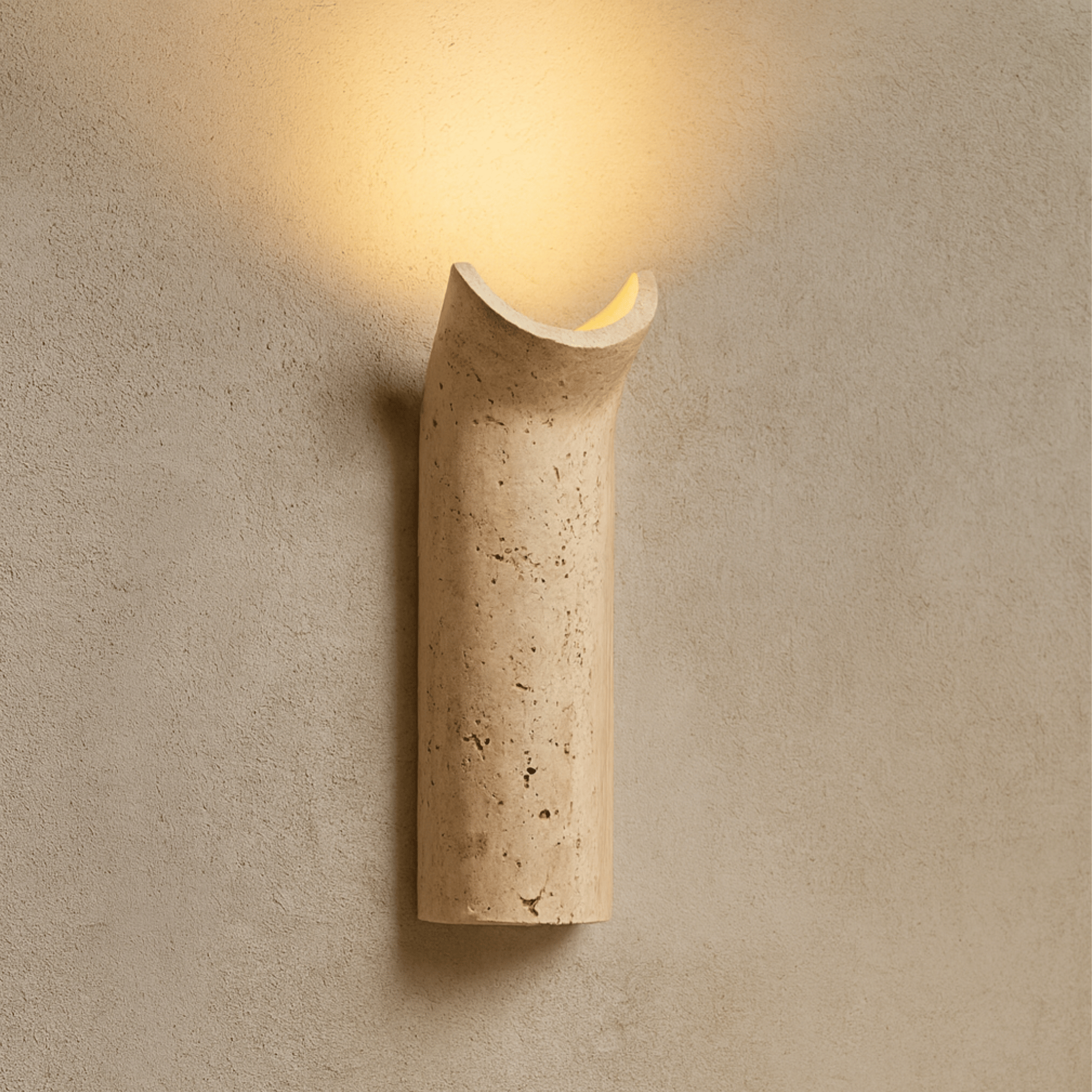 Travertine Wall Sconce Modern Natural Stone Light, Beige, Fixtures, Stenvei LED