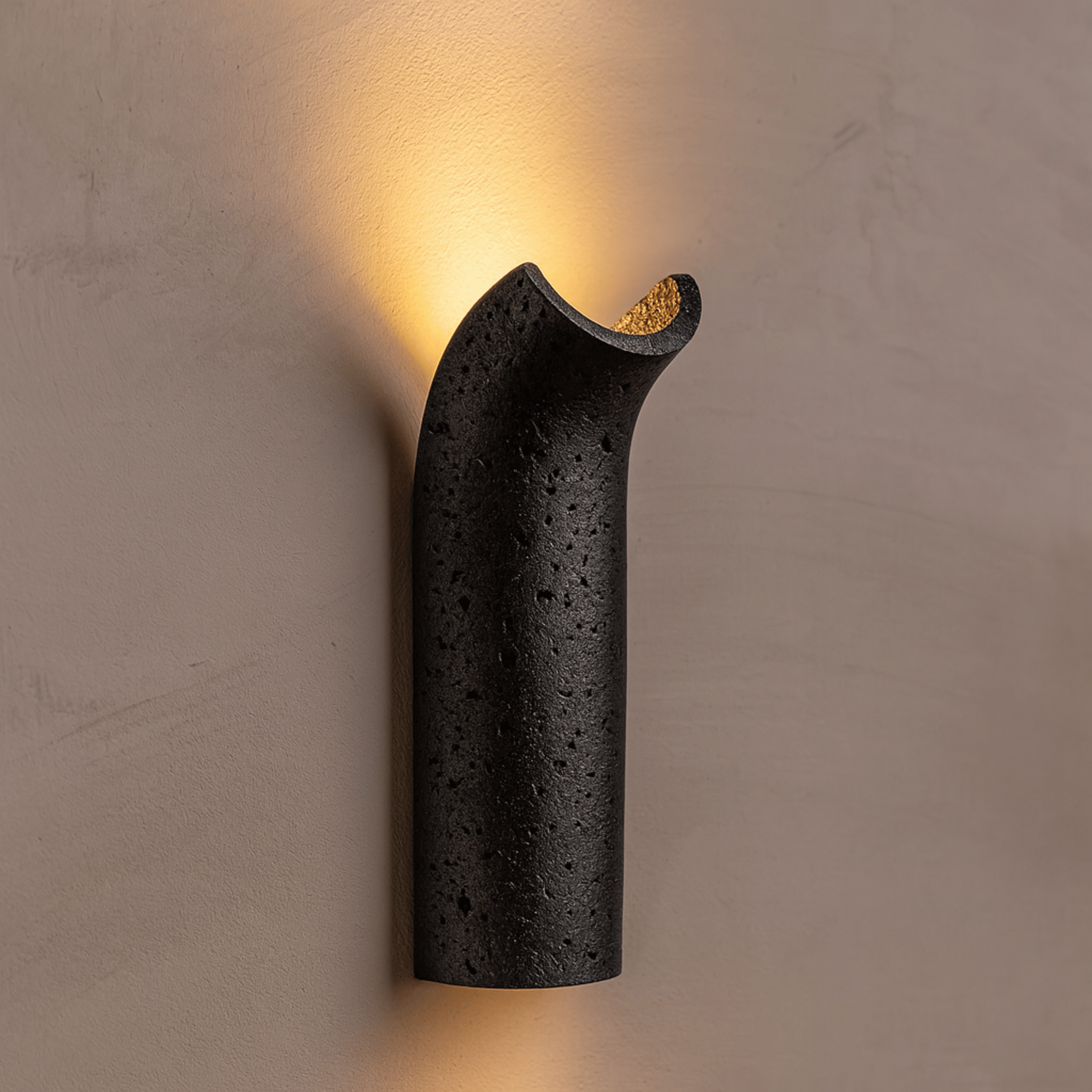 Travertine Wall Sconce Modern Natural Stone Light, Black, Fixtures, Stenvei LED