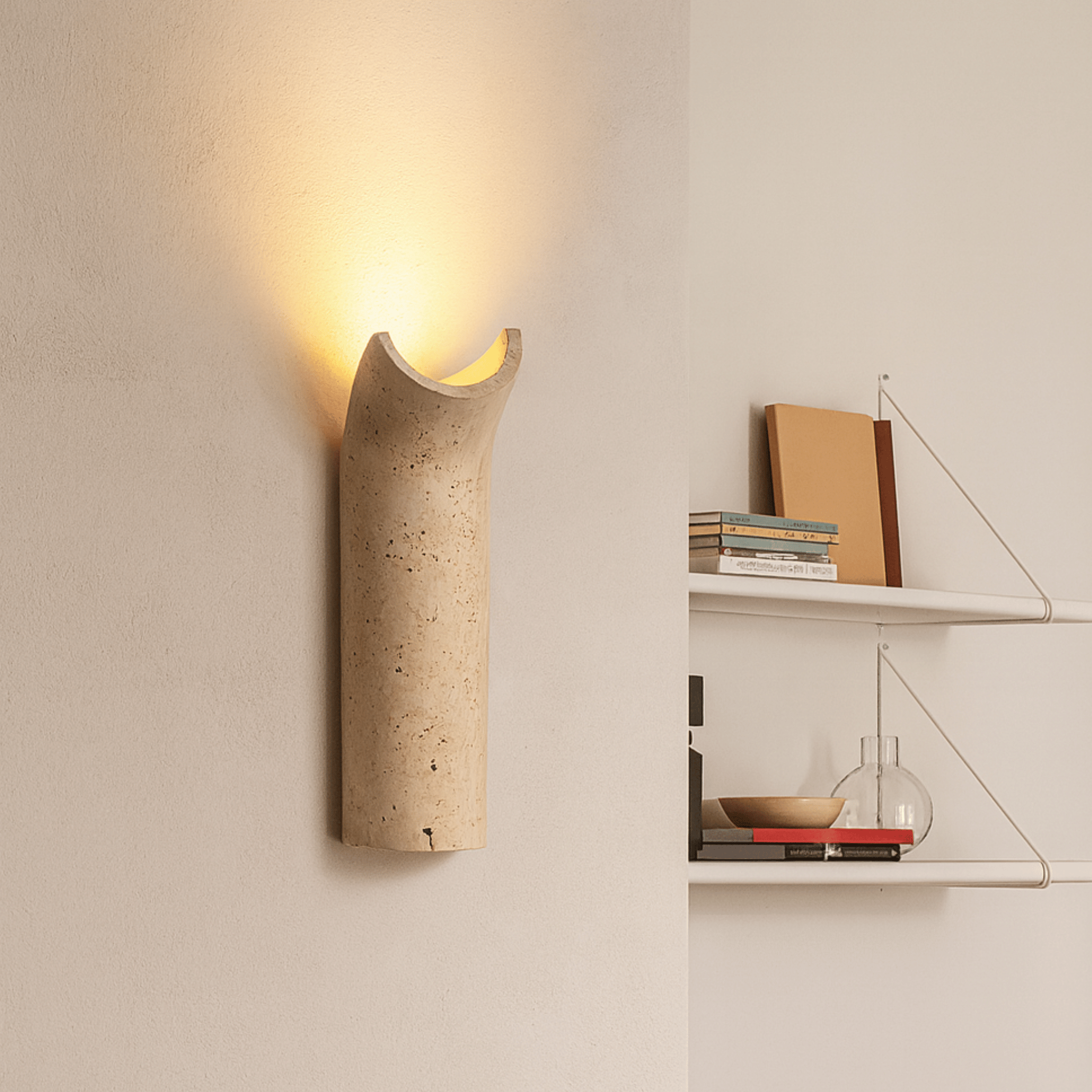 Travertine Wall Sconce Modern Natural Stone Light, Fixtures, Stenvei LED