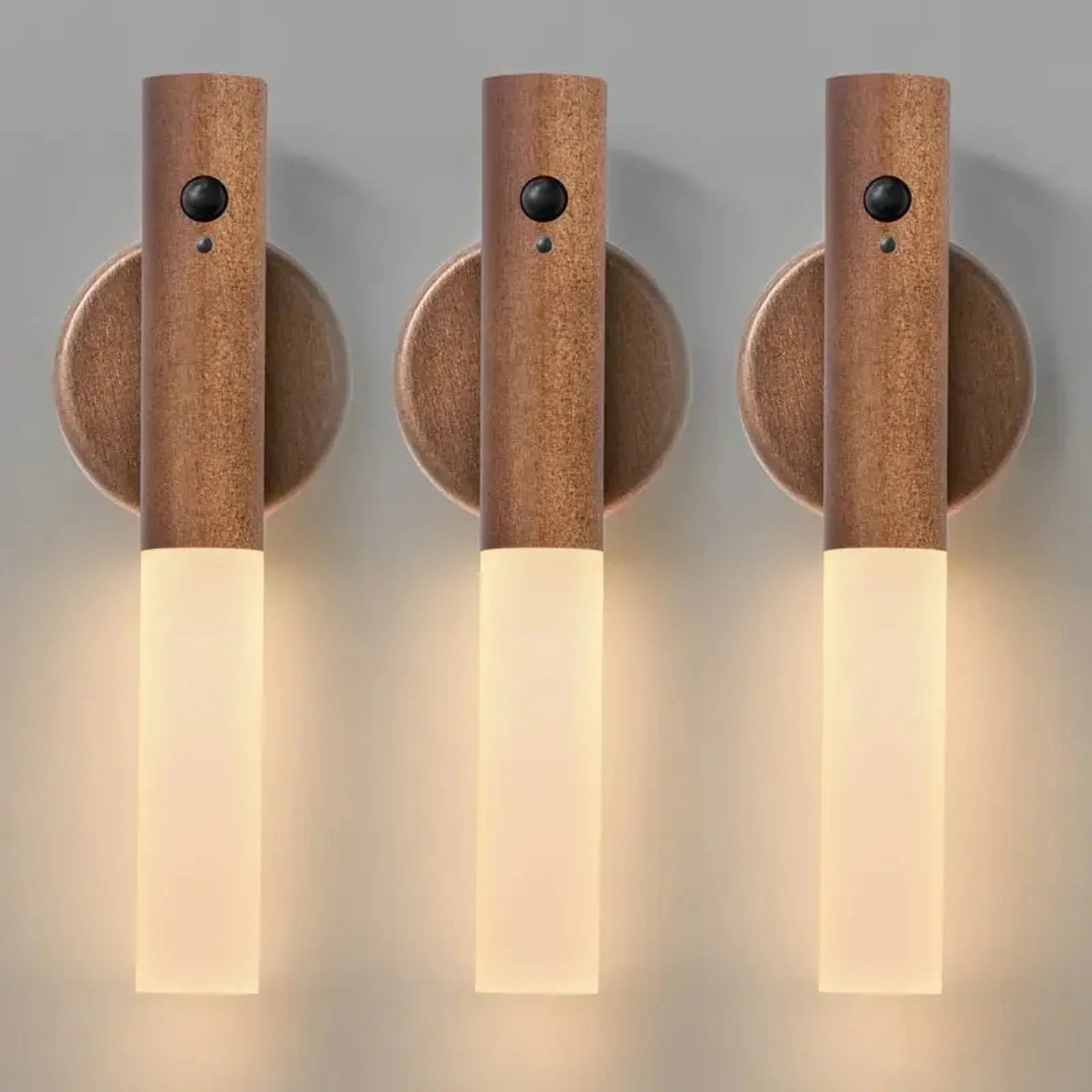 Stiga Motion Sensor Night Light - Rechargeable LED, Walnut -3PCS, Wall Fixtures