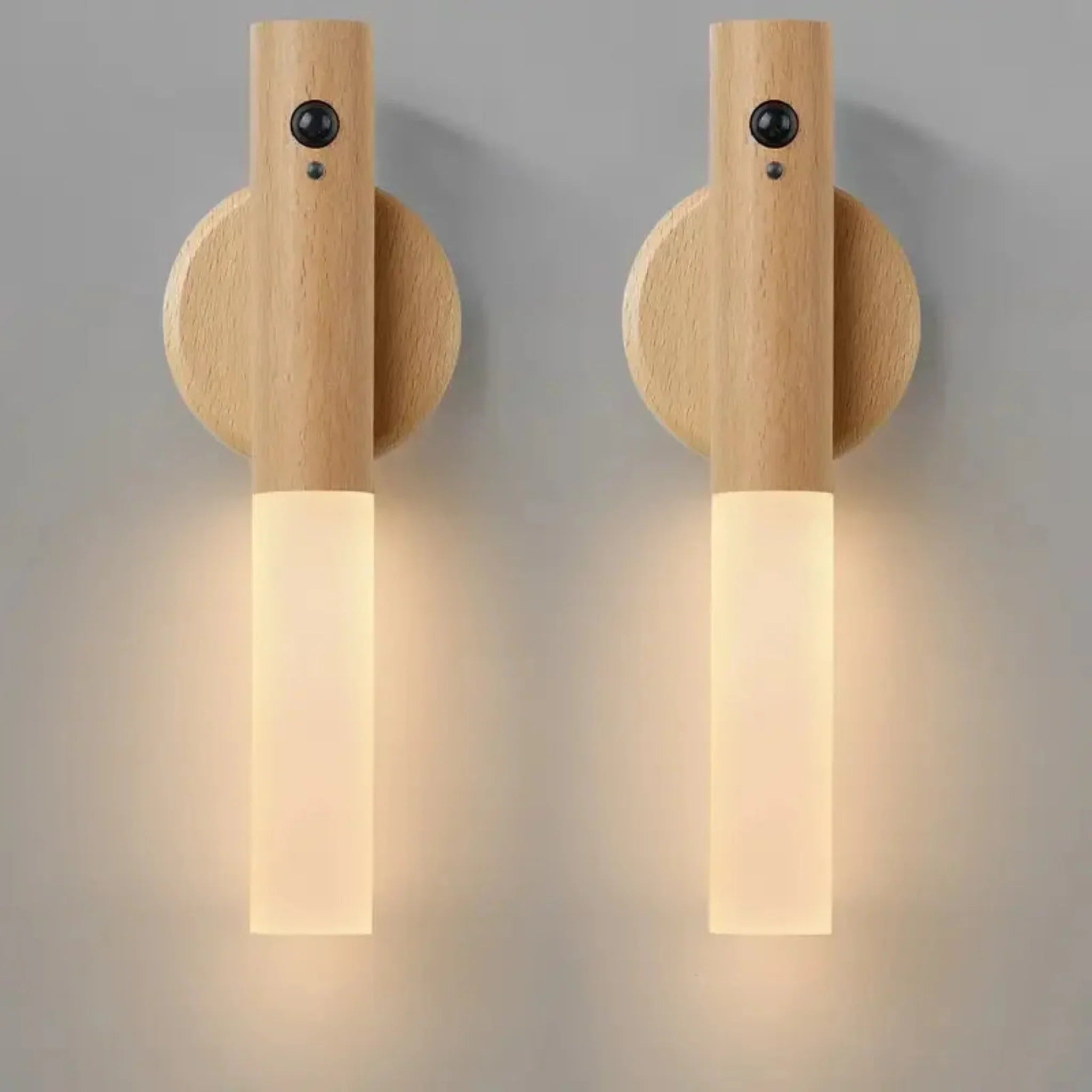Stiga Motion Sensor Night Light - Rechargeable LED, Wood -2PCS, Wall Fixtures