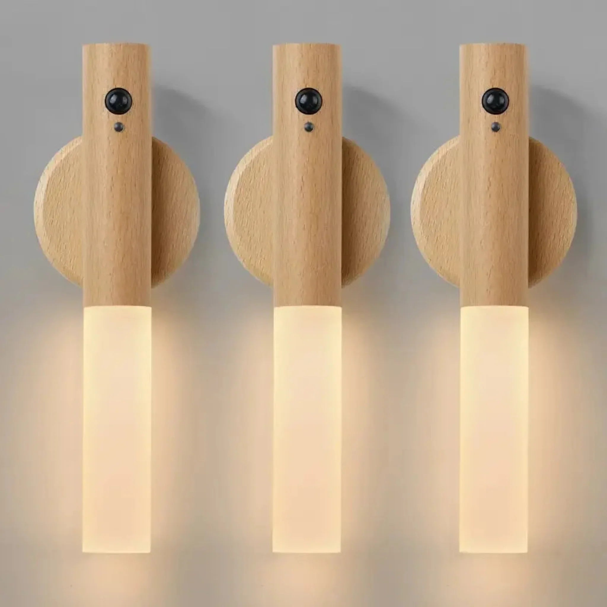 Stiga Motion Sensor Night Light - Rechargeable LED, Wood -3PCS, Wall Fixtures