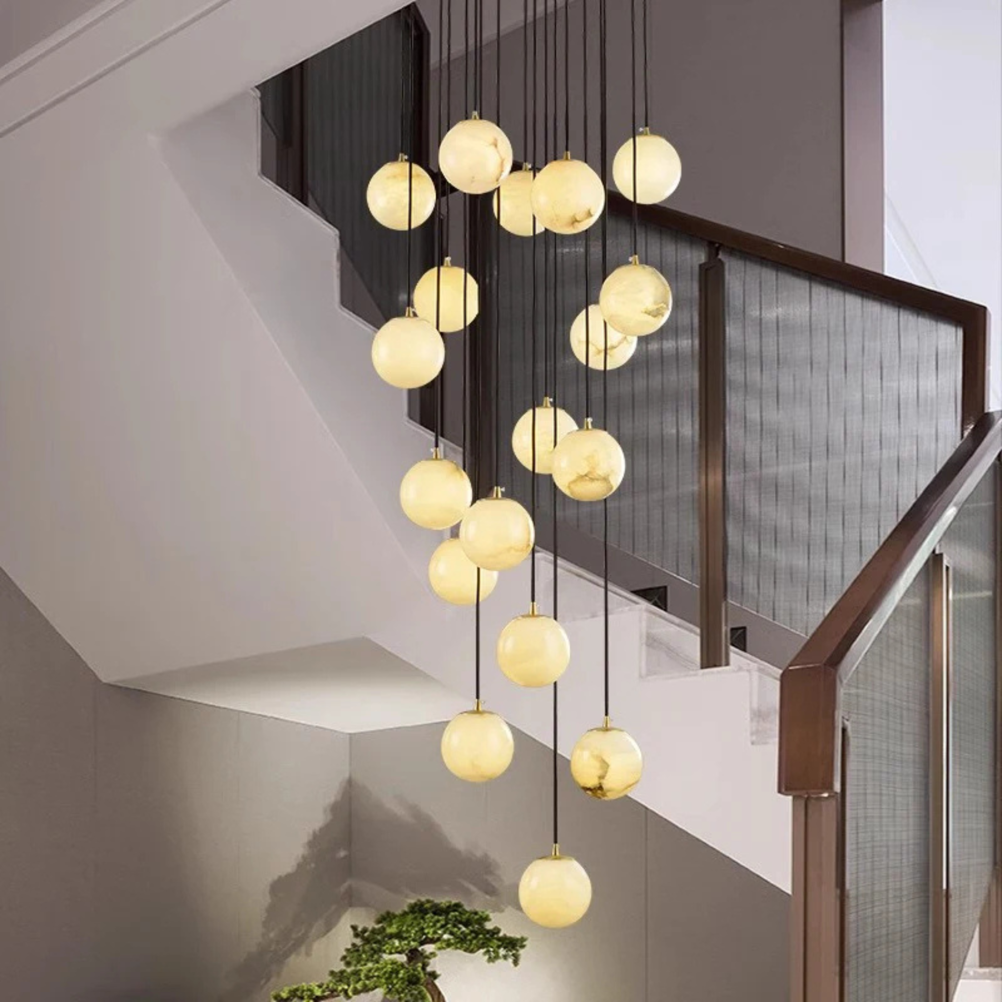 Stigna LED Stair Chandelier Acrylic Sphere Light, Chandeliers, Modern
