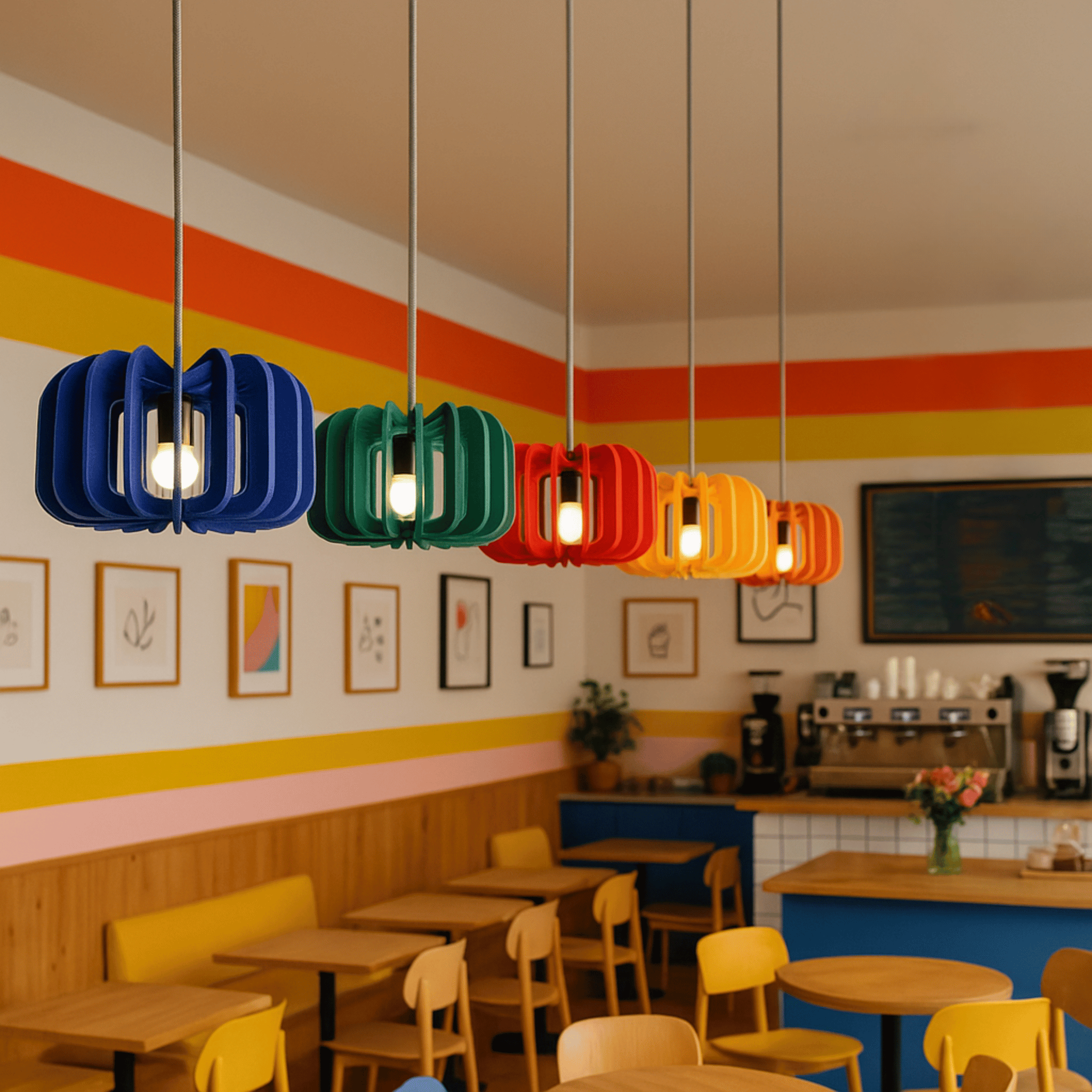 Stilla Acoustic Felt Pendant Light for Modern Spaces, Blue, Ceiling Fixtures, Chandelier