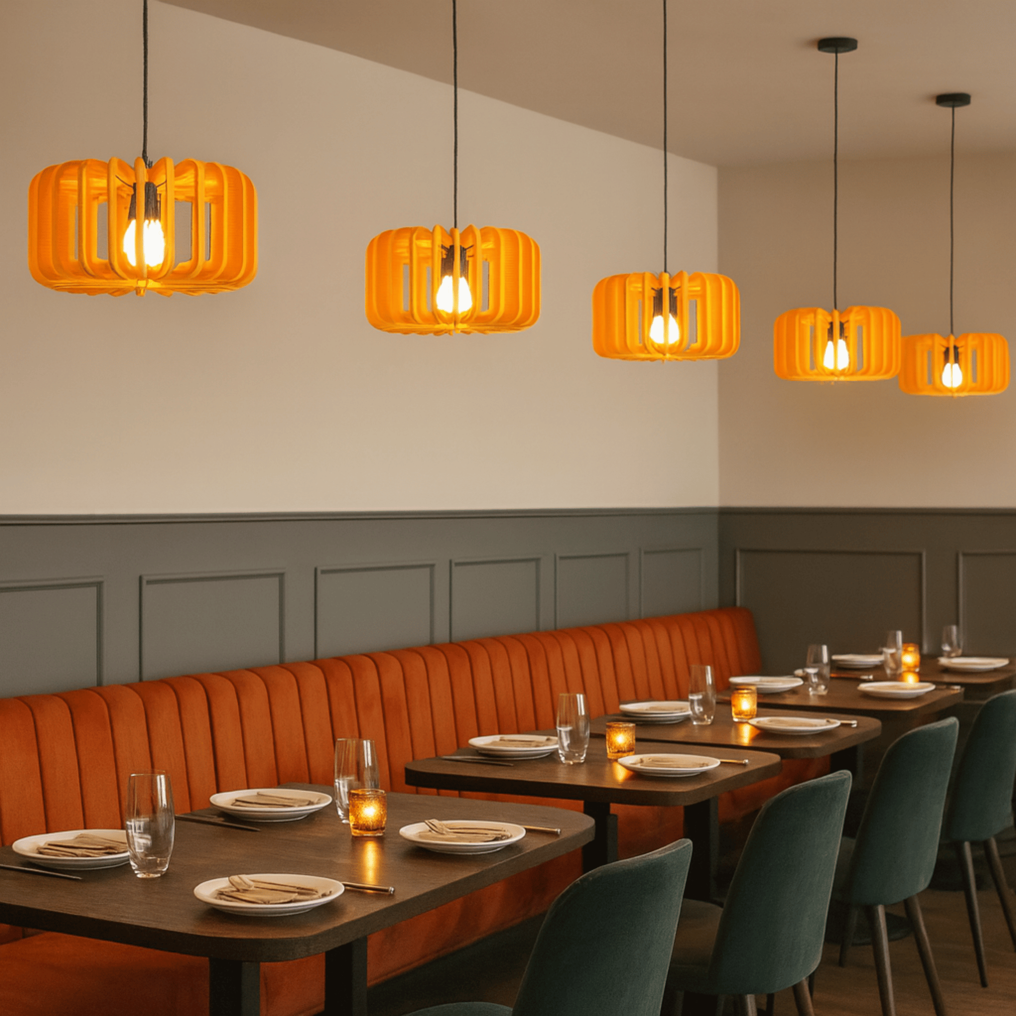Stilla Acoustic Felt Pendant Light for Modern Spaces, Tangerine, Ceiling Fixtures, Chandelier