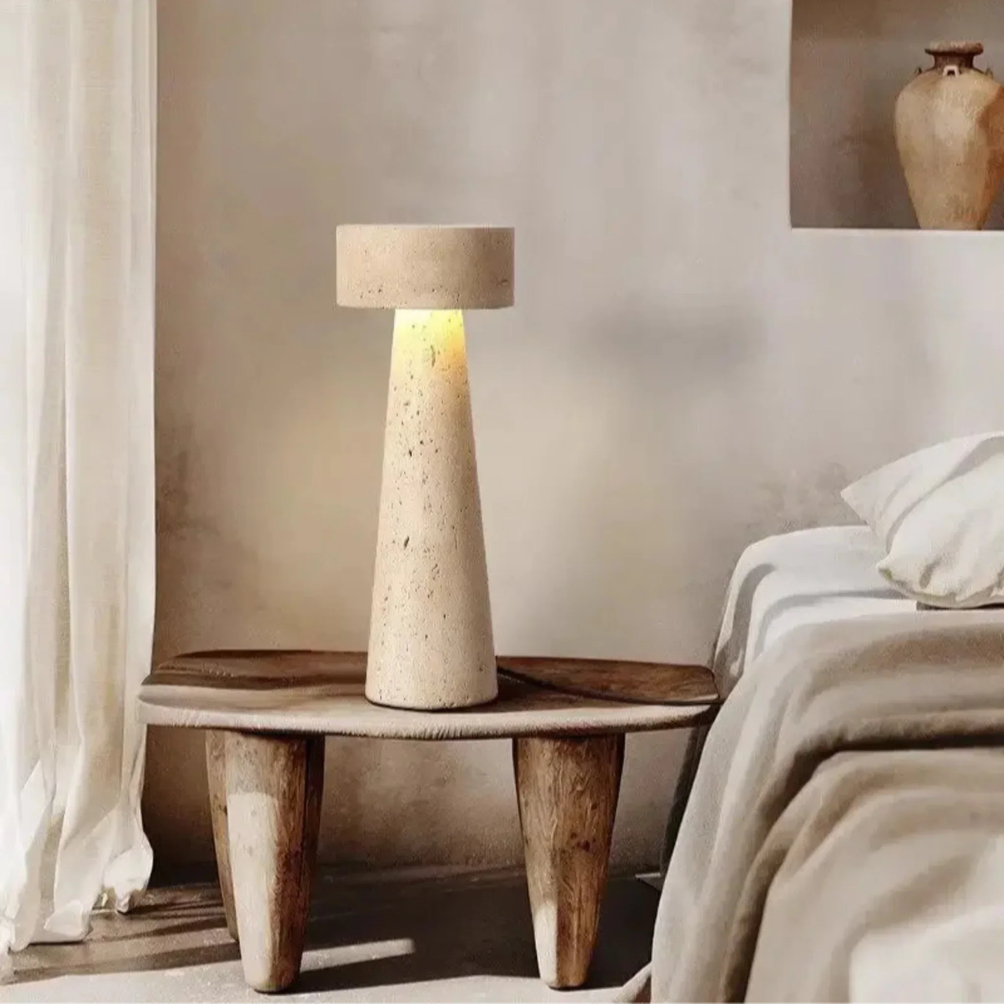 Stilla Natural Stone Table Lamp - Wabi-Sabi Style, Lamps, Handcrafted
