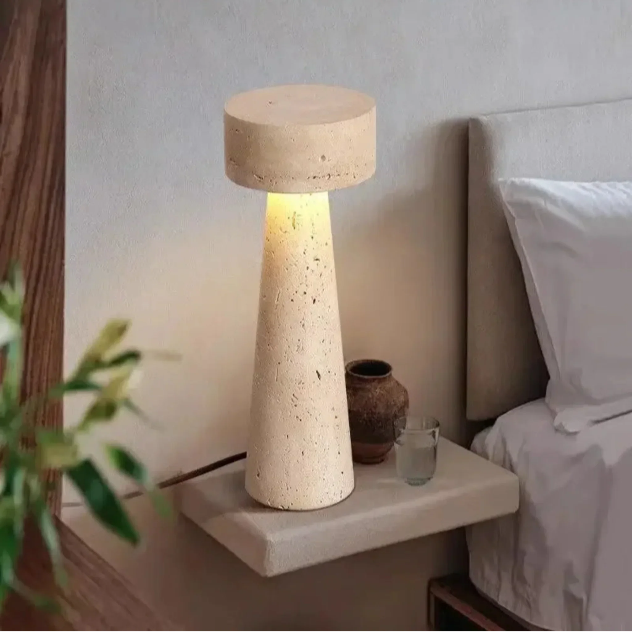 Stilla Natural Stone Table Lamp - Wabi-Sabi Style, Lamps, Handcrafted