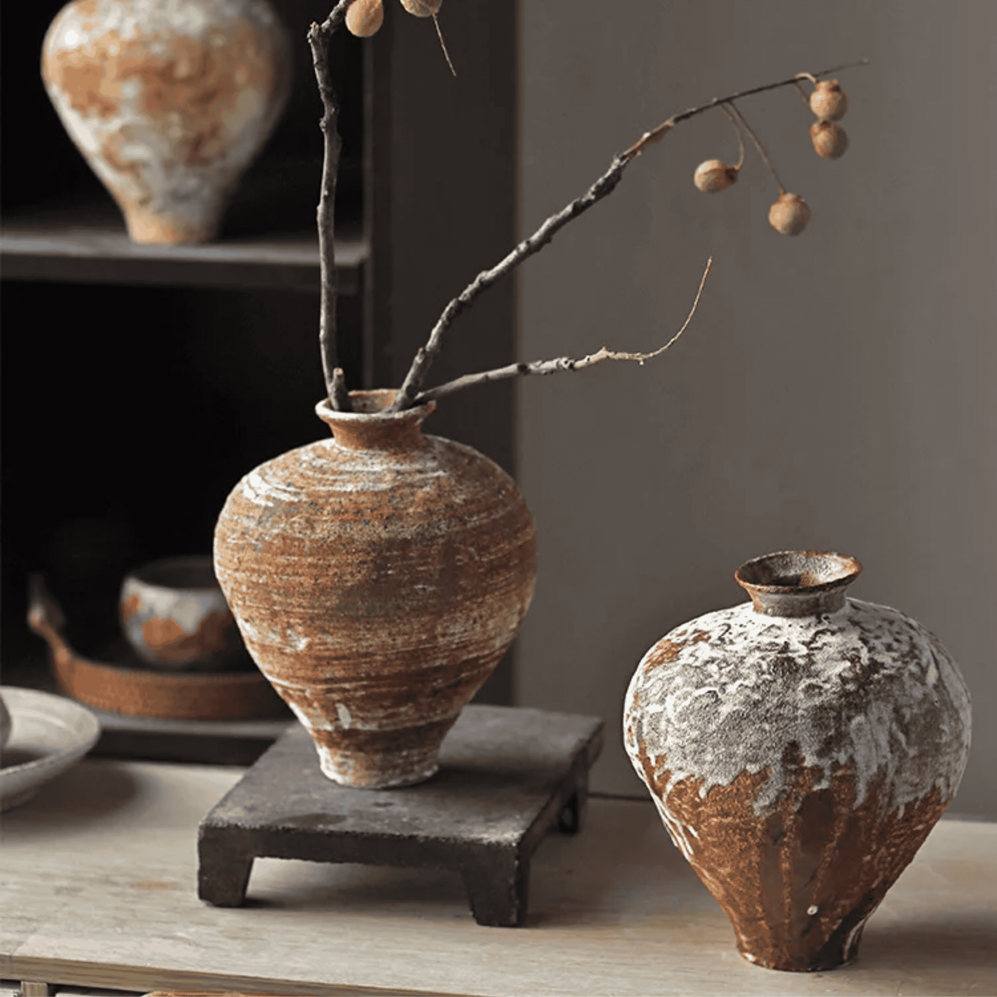 Small Jingdezhen Ceramic Wabi-Sabi Vase by Skonne, Vases, Stille
