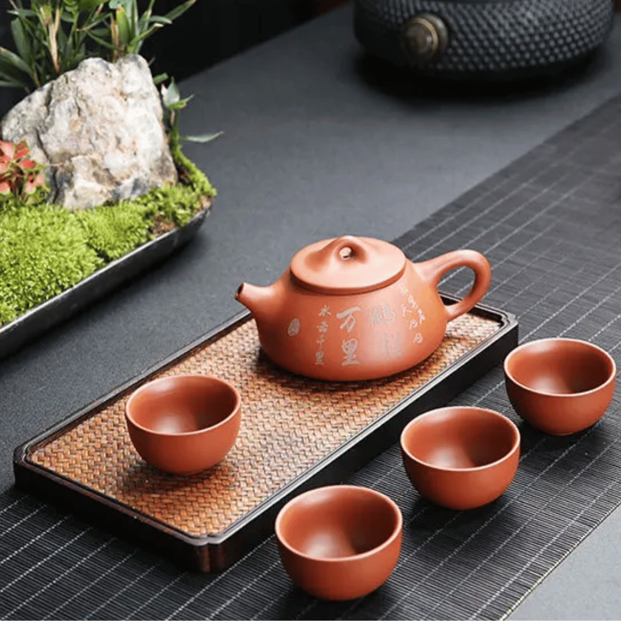 Authentic Zisha Clay Gongfu Tea Set 4 Cups Skonne, Sets, Stillvann Purple Ceremony