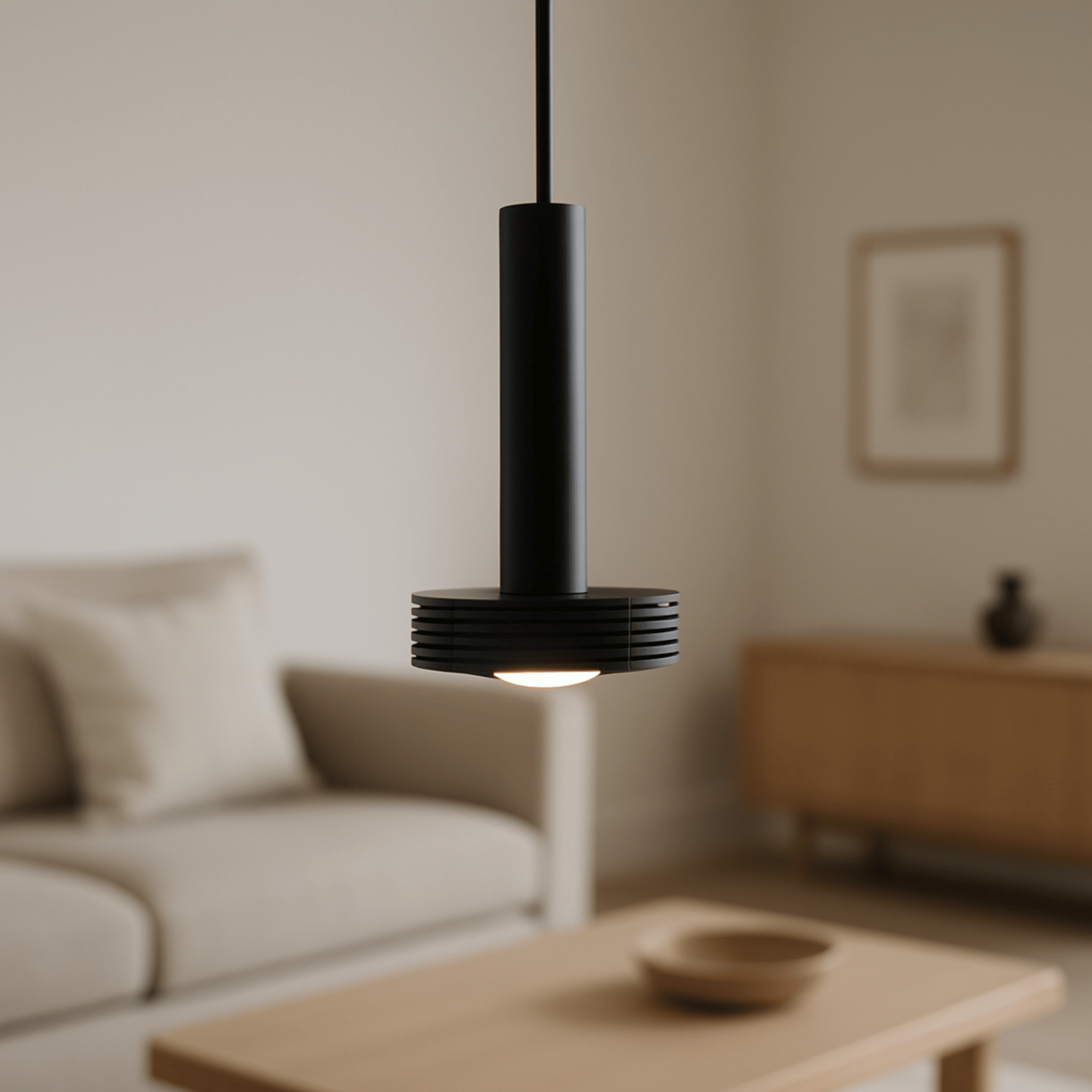 Strala Minimalist Aluminum Pendant Light - Nordic, Black, Ceiling Fixtures, Modern
