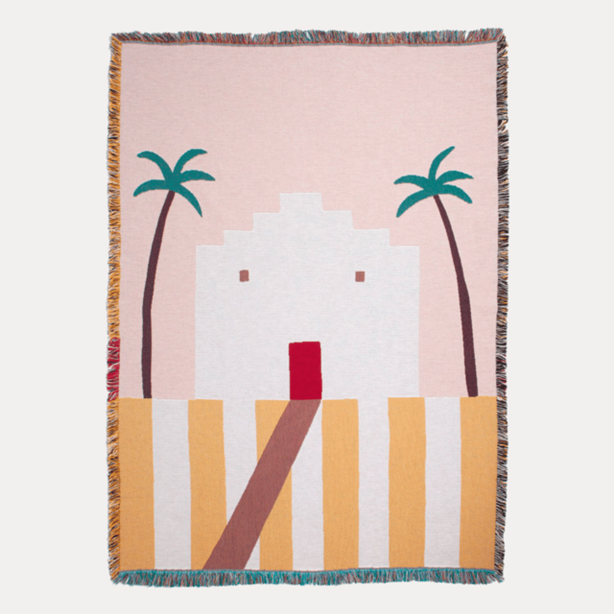 Boho Cotton Throw Blanket Coastal Beach Style, Blankets, Stranda Retro 51x63