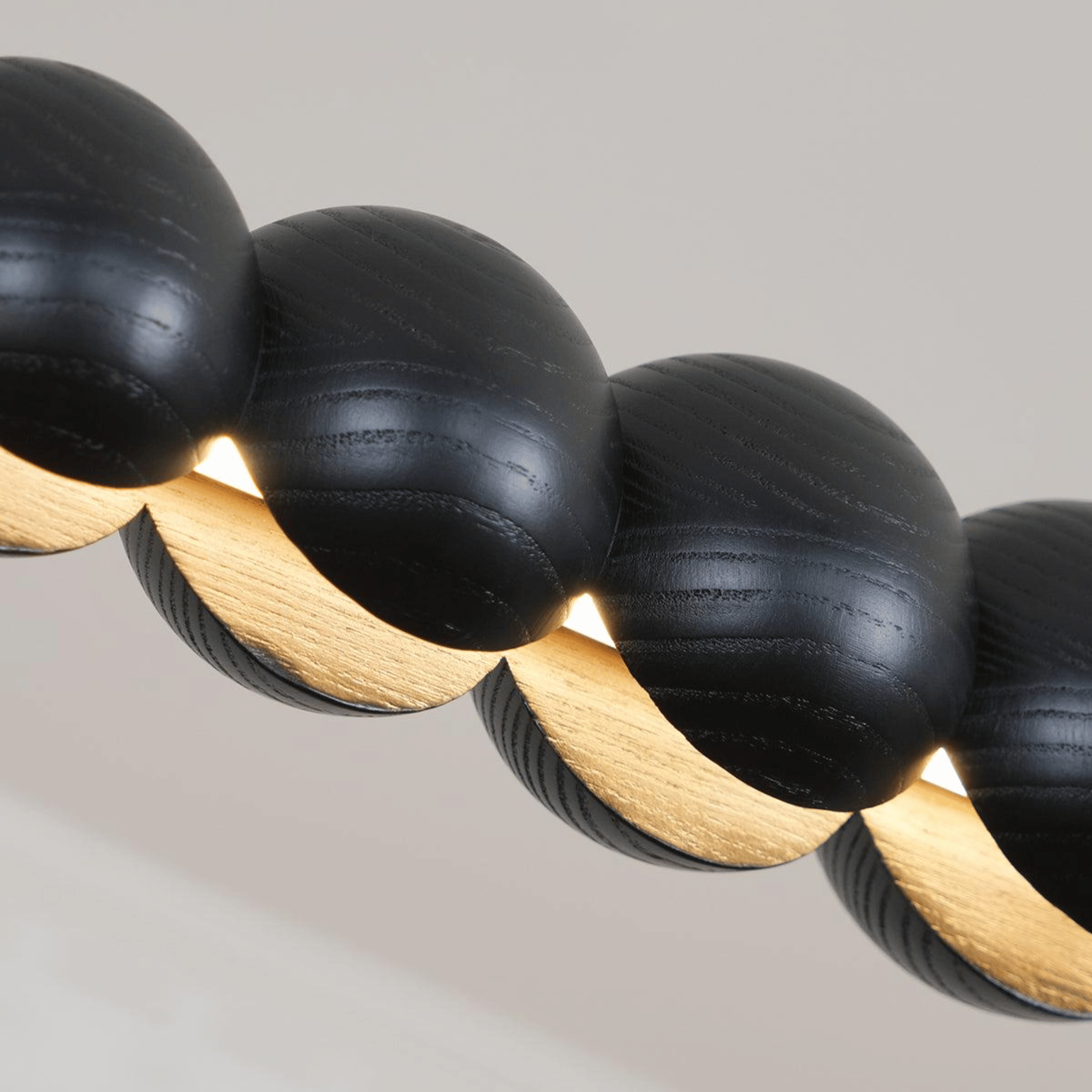 Dimmable Wood Bead Linear Pendant Light for Dining, Ceiling Fixtures, Strengla Black