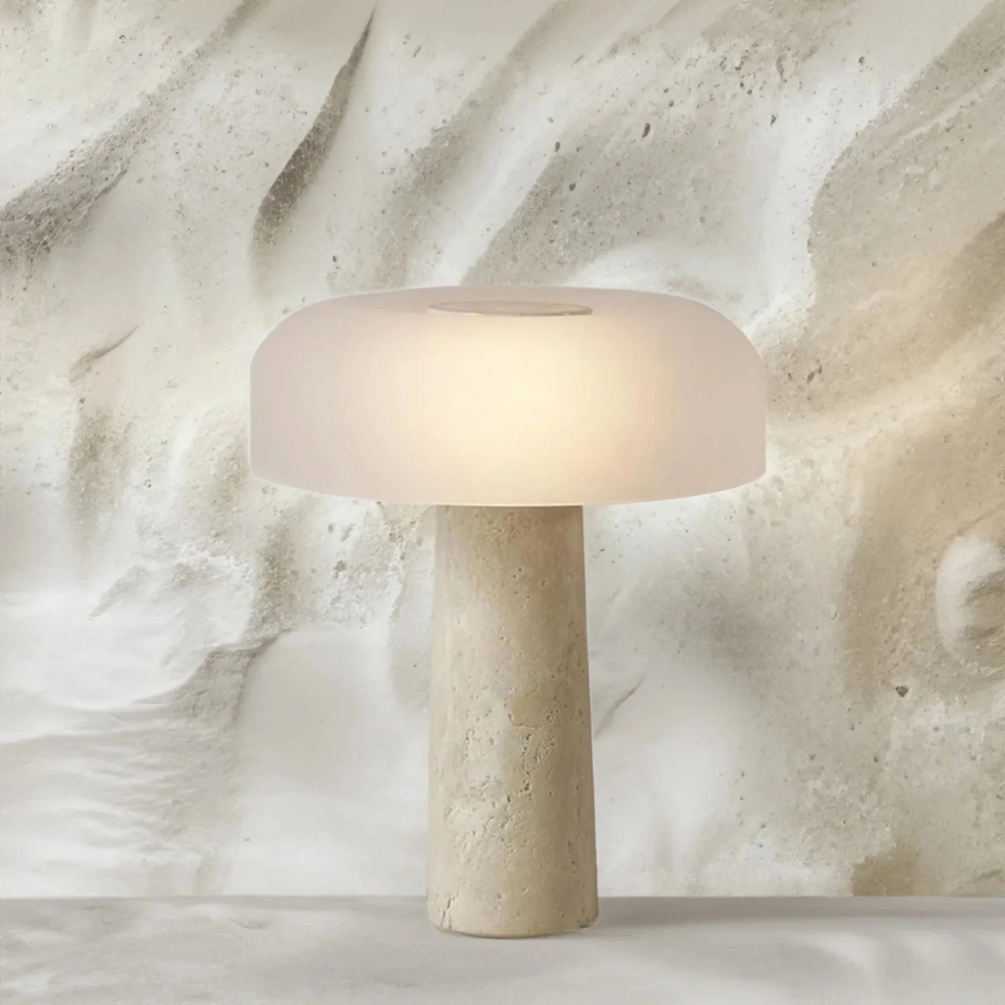 Marble Mushroom Table Lamp with Frosted Glass LED, Lamps, Svalna
