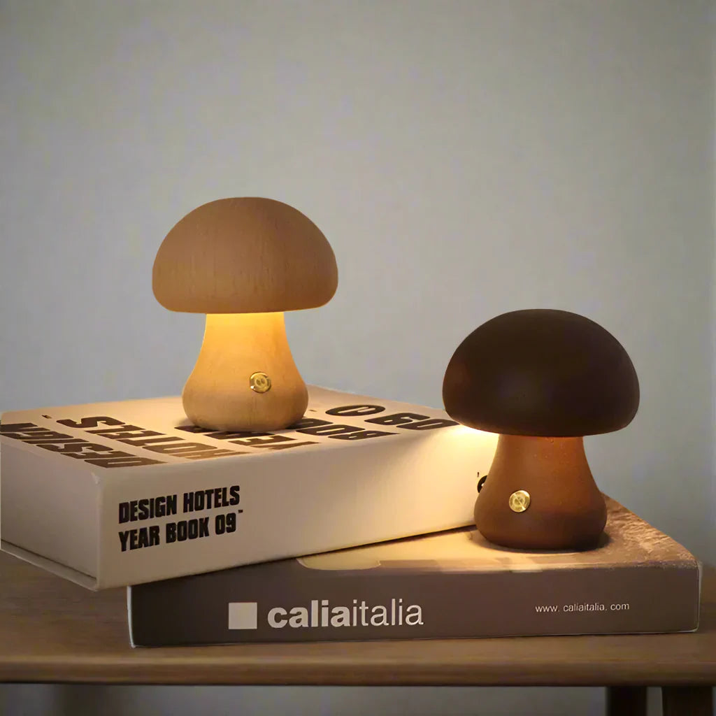 Svampa Mushroom Night Light Wood Touch Sensor Lamp, Table Lamps, Bedside