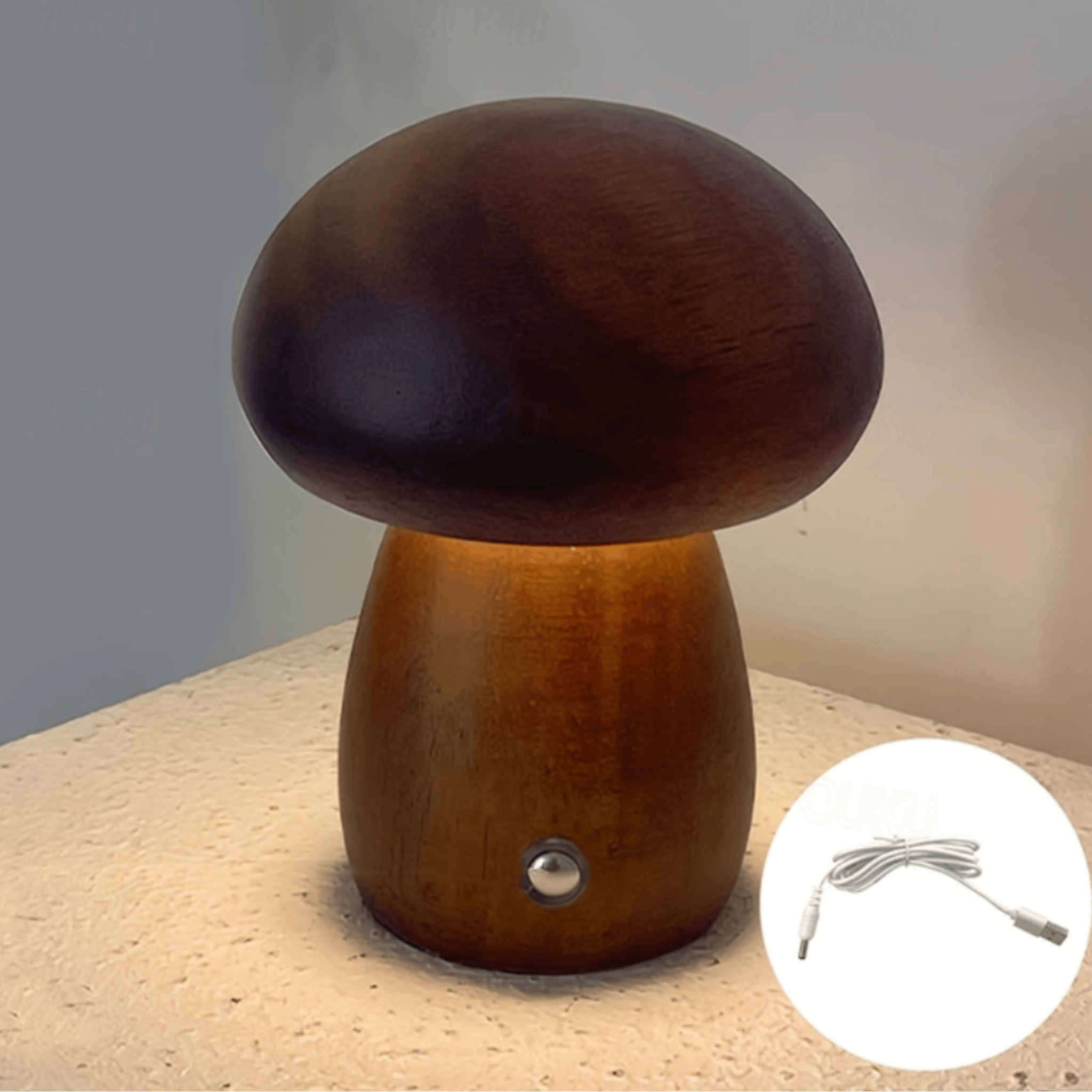 Svampa Mushroom Night Light Wood Touch Sensor Lamp, Table Lamps, Bedside