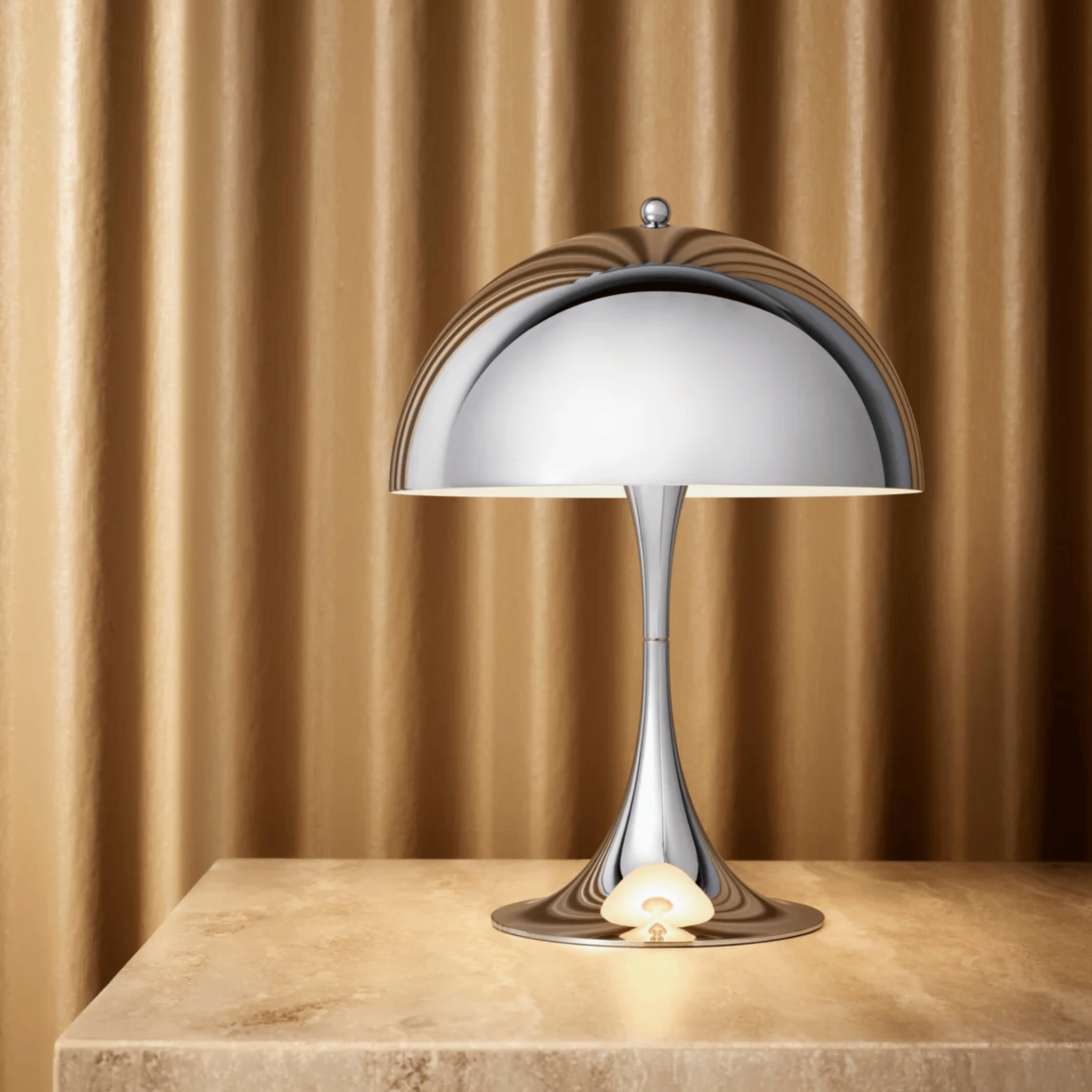 Svampa Retro Mushroom Table Lamp for Ambient Light, Silver, Lamps, Iron Acrylic