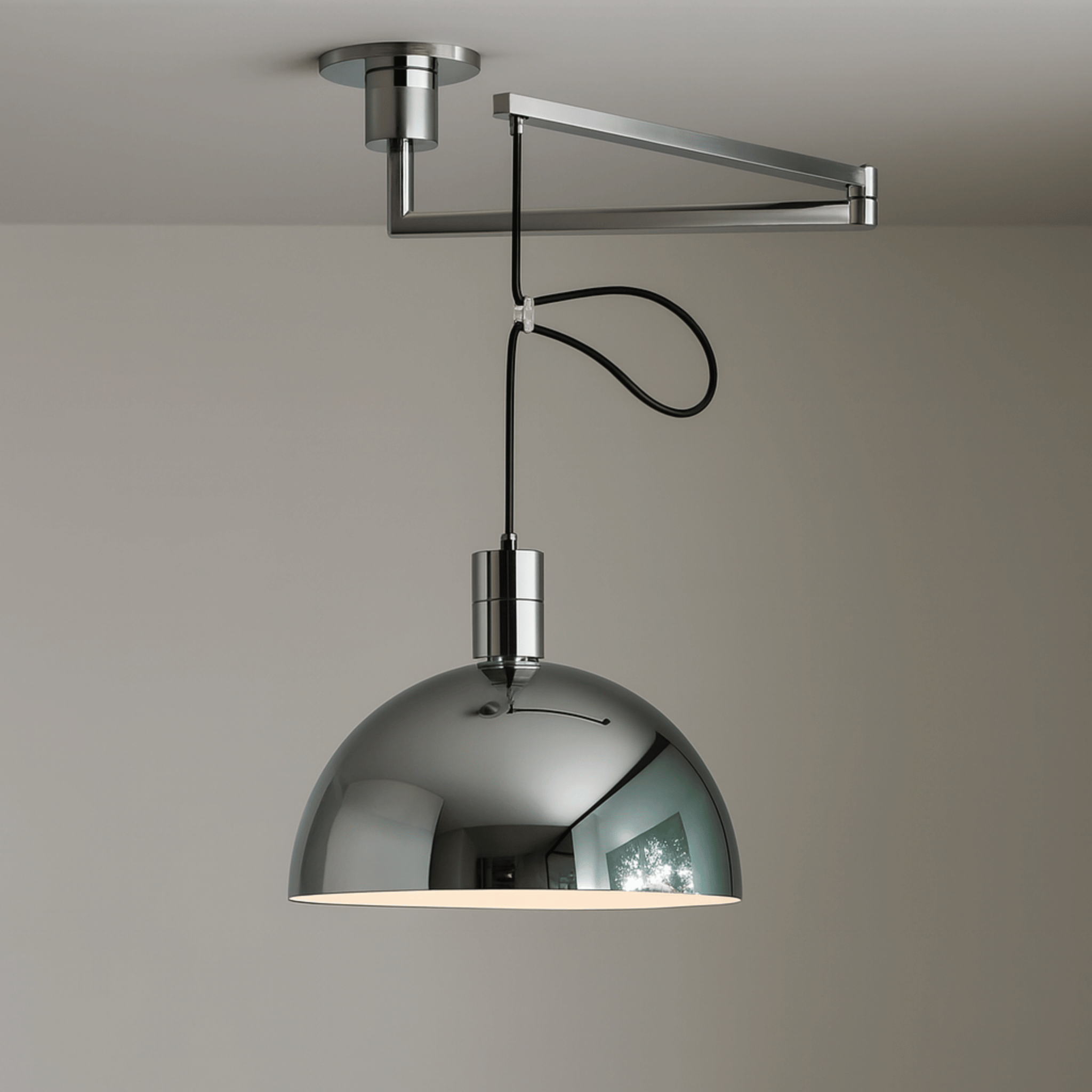 Svinga Swing-Arm Pendant Light for Kitchen Island, Black, Ceiling Fixtures, Nordic Adjustable