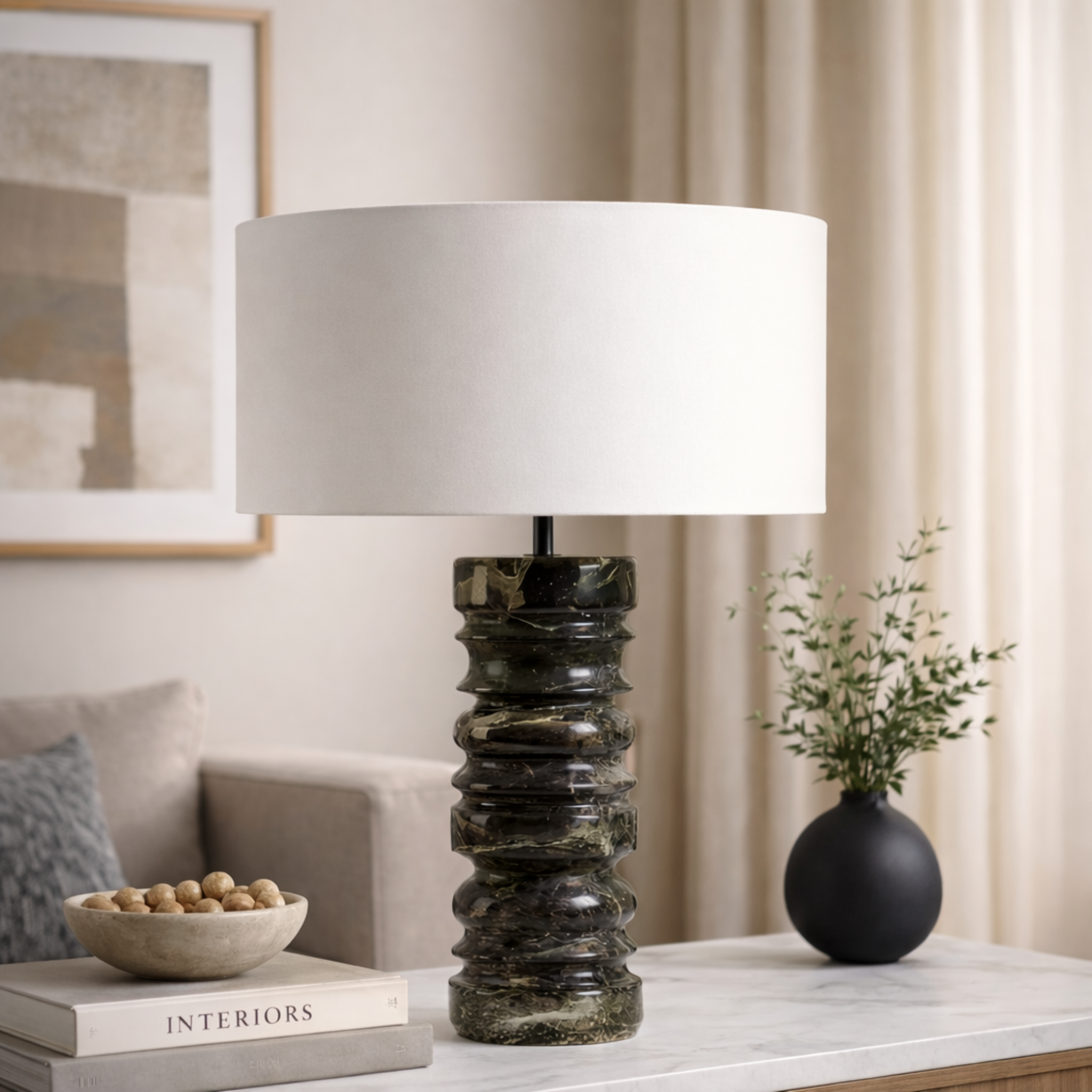 Svirla Marble Table Lamp - Sculptural Stone Light, Lamps, Nordic Design