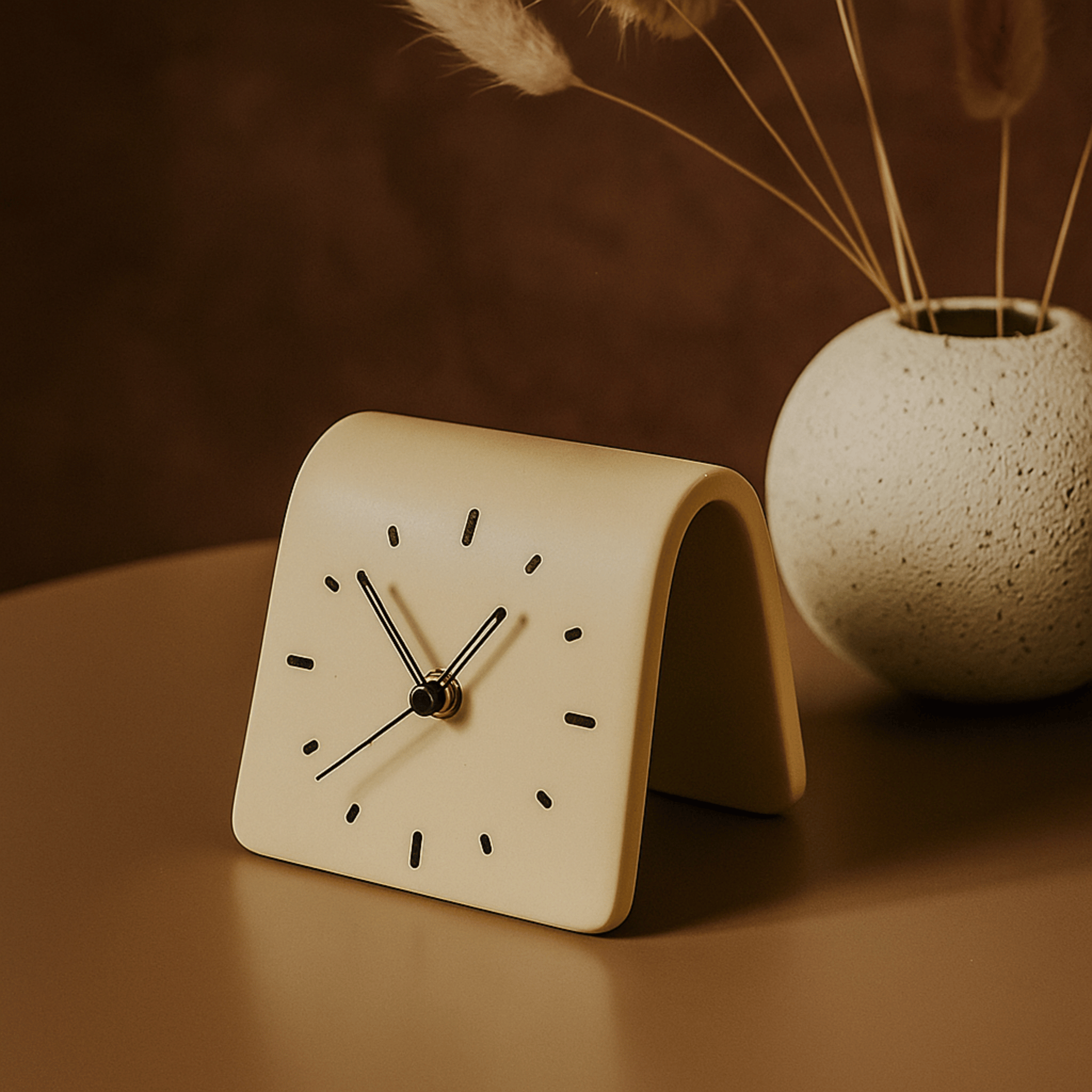 Silent Ceramic Desk Clock — Nordic Minimalist Style, Cream, Wall Clocks, Tilje for Modern Homes