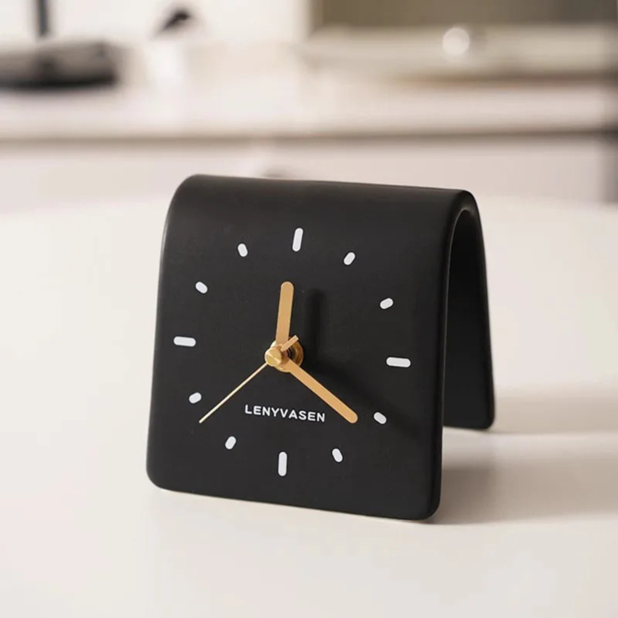 Silent Ceramic Desk Clock — Nordic Minimalist Style, Matte Black, Wall Clocks, Tilje for Modern Homes