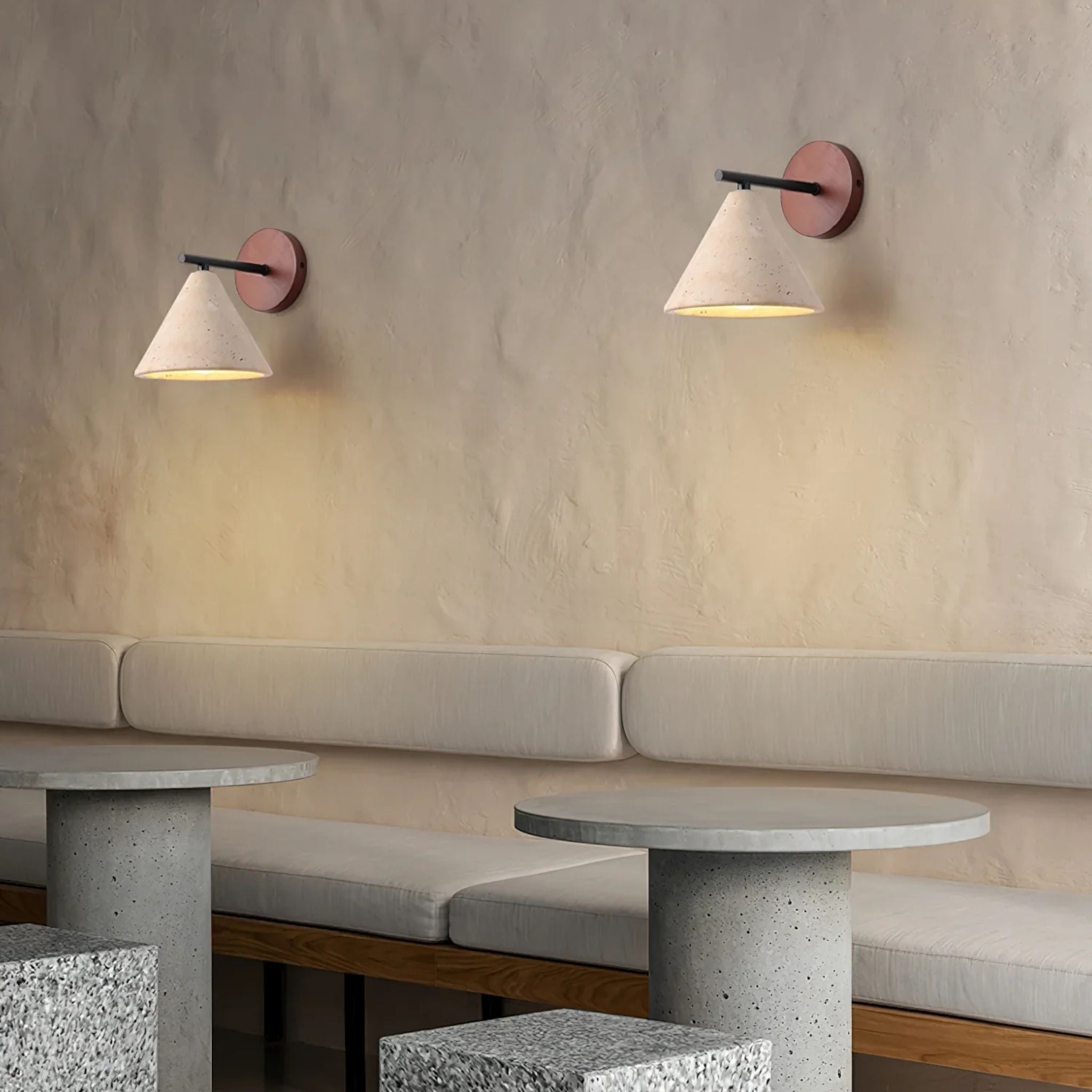 Natural Travertine Wall Sconce - Nordic Stone Light, Fixtures, Torva Yellow