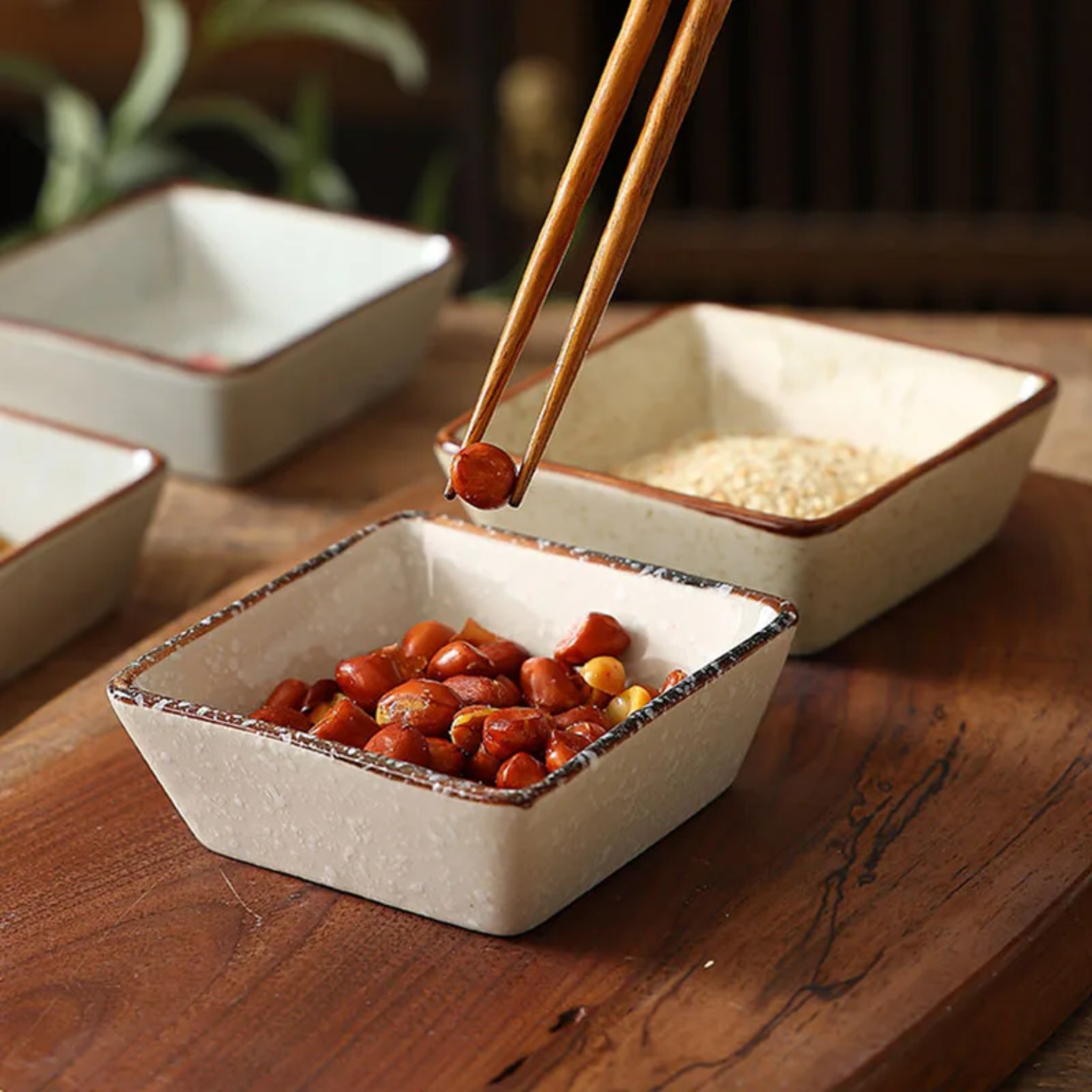 Japanese Ceramic Dipping Dish Set 4 Pieces Skonne, Aoi Fish, Dinnerware Sets, Torvid Dishes