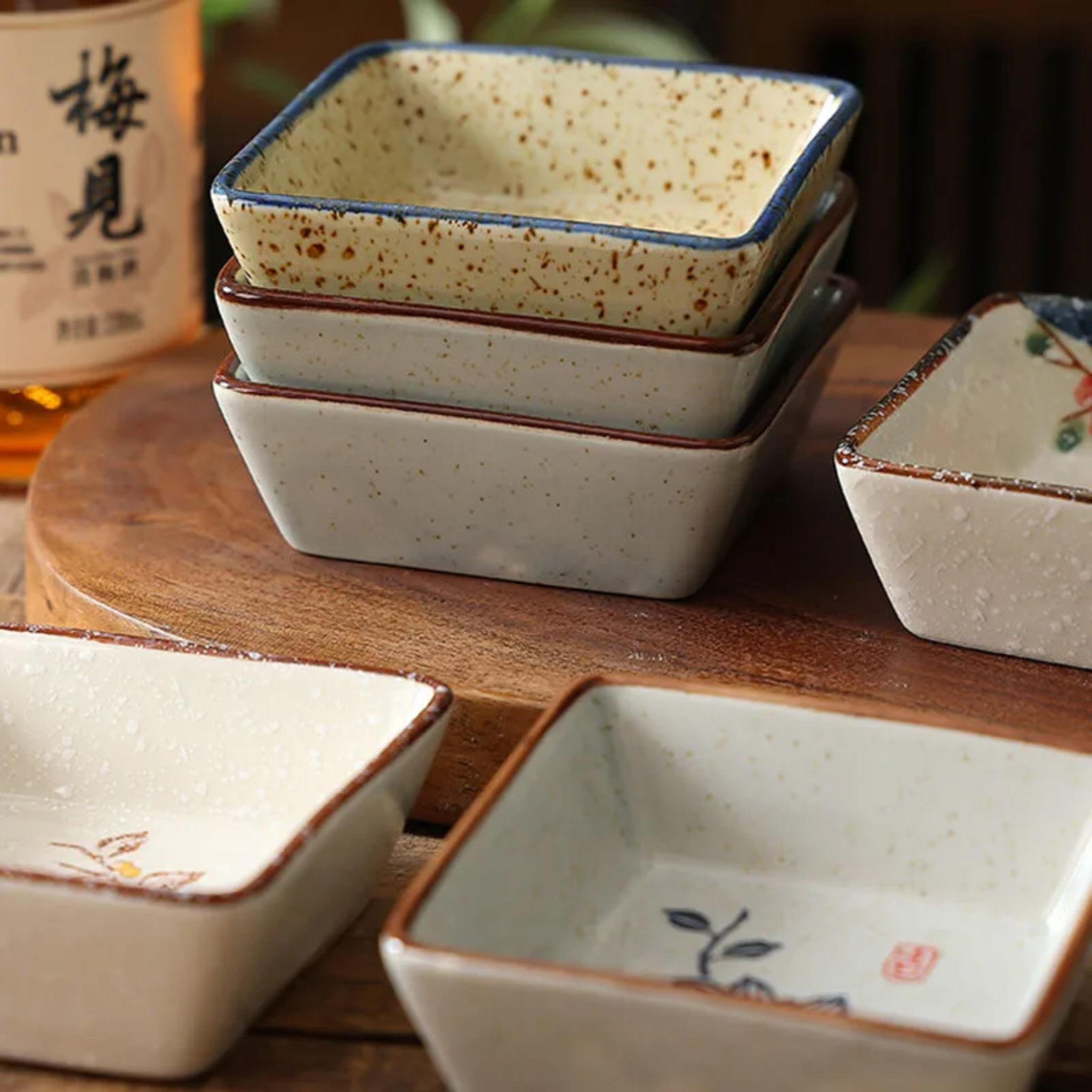Japanese Ceramic Dipping Dish Set 4 Pieces Skonne, Sparrow Branch, Dinnerware Sets, Torvid Dishes