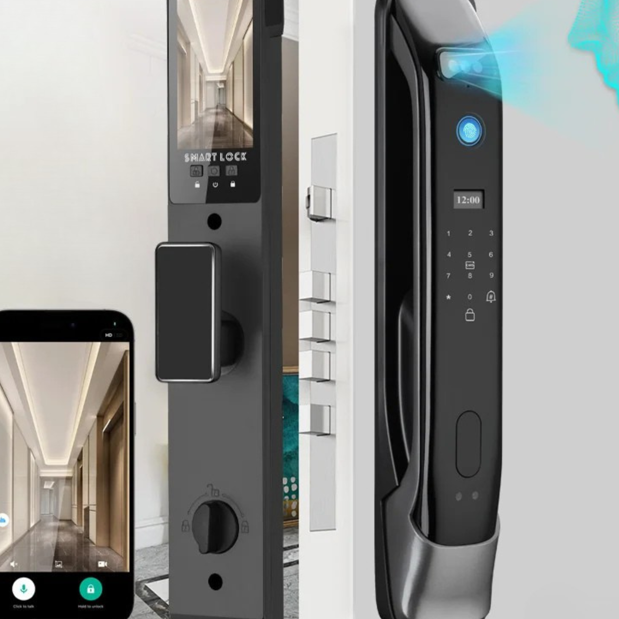 Smart Biometric Door Lock with 3D Face Recognition, Deadbolts, Vaktir