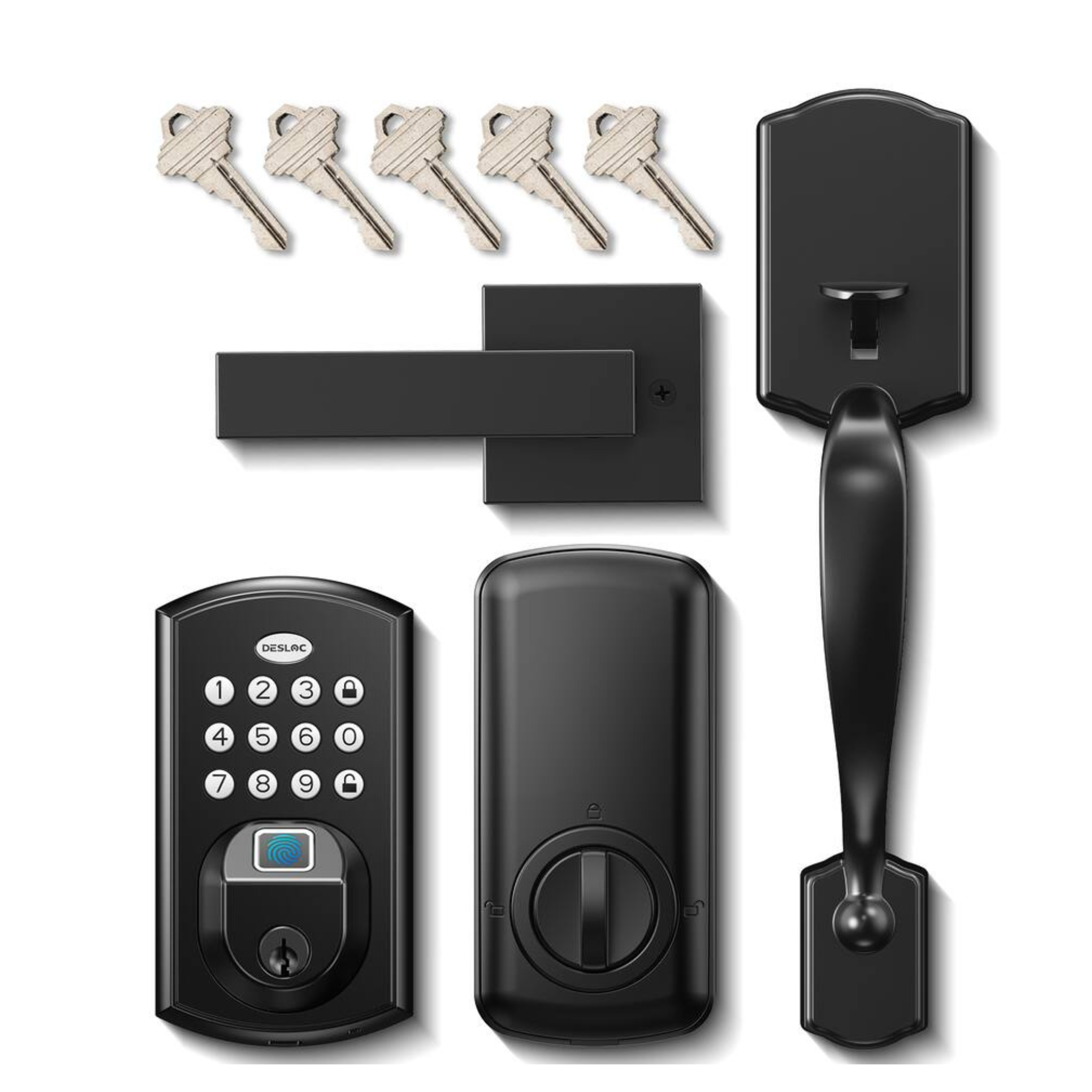 Keyless Smart Door Lock Handle Set with Fingerprint, Deadbolts, Vaktra Entry