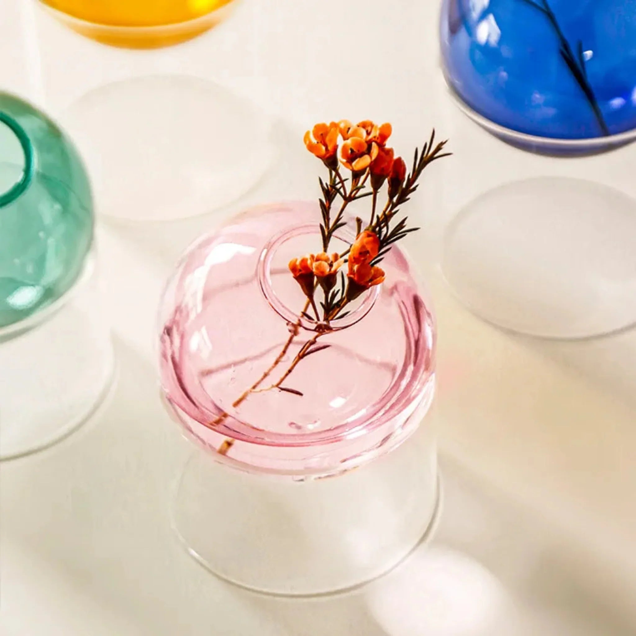 Nordic Borosilicate Glass Flower Vase by Skonne, Vases, Vårka Round for Flowers