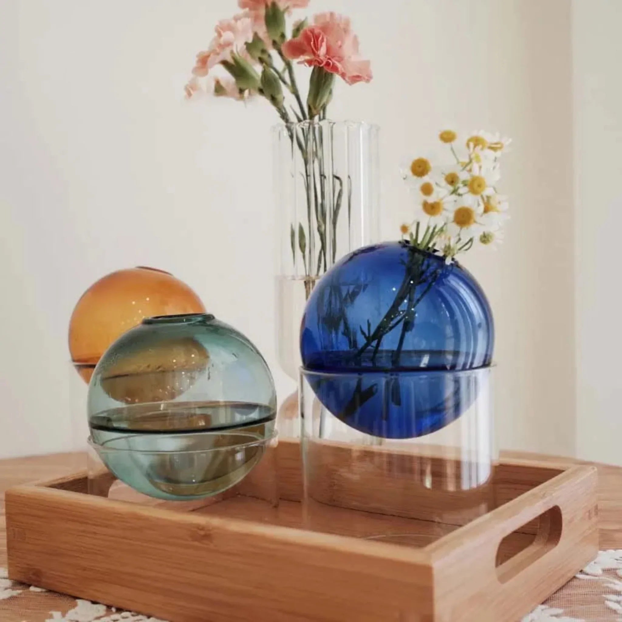 Nordic Borosilicate Glass Flower Vase by Skonne, Vases, Vårka Round for Flowers