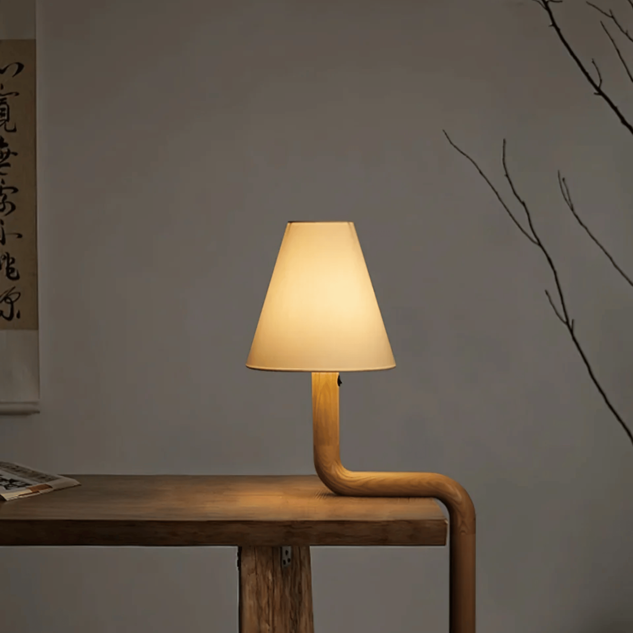 Varma Artisan Solid Wood Table Lamp Warm LED Light, Lamps, Nordic