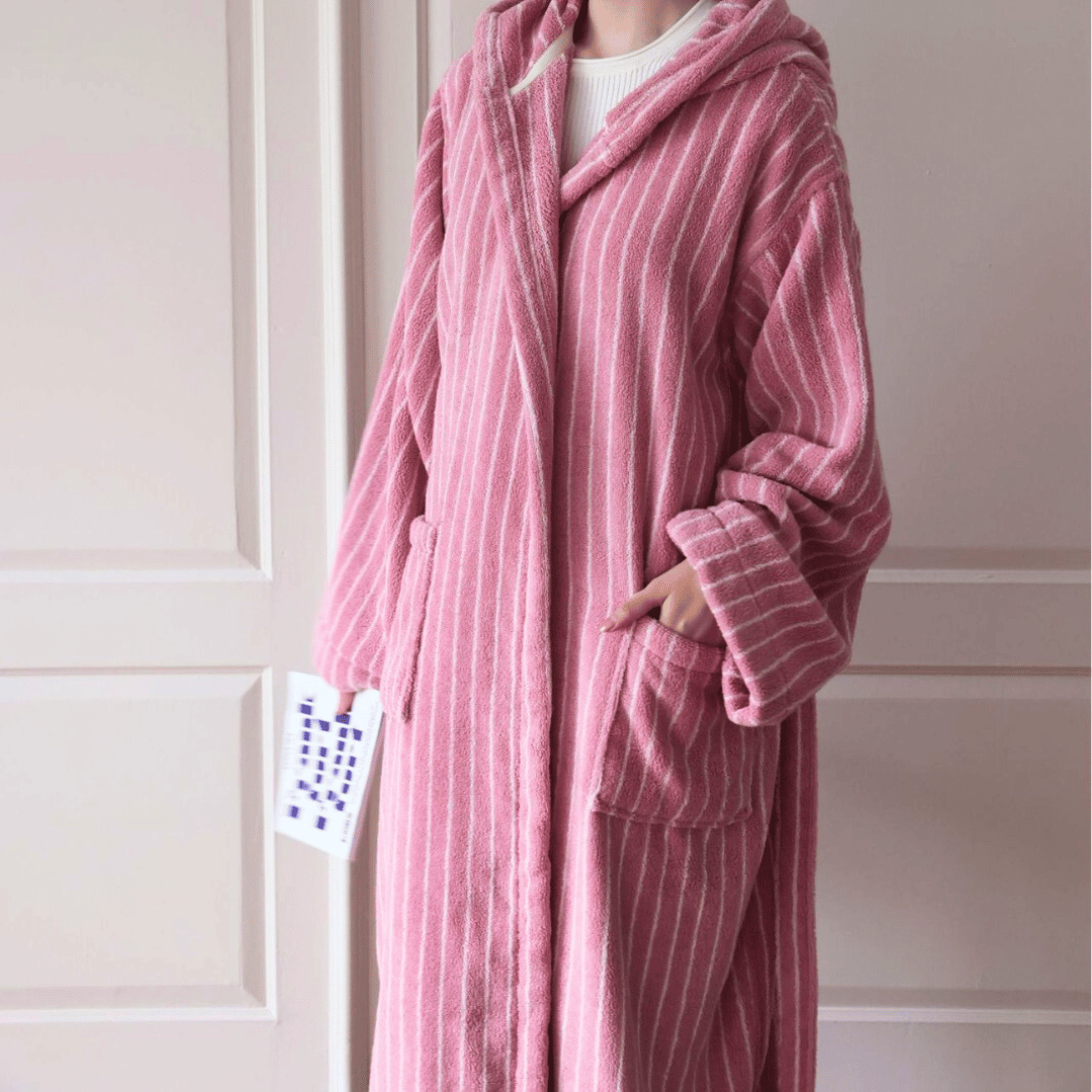 Organic Cotton Jacquard Bathrobe — Spa Luxury, Robes, Varme Stripe