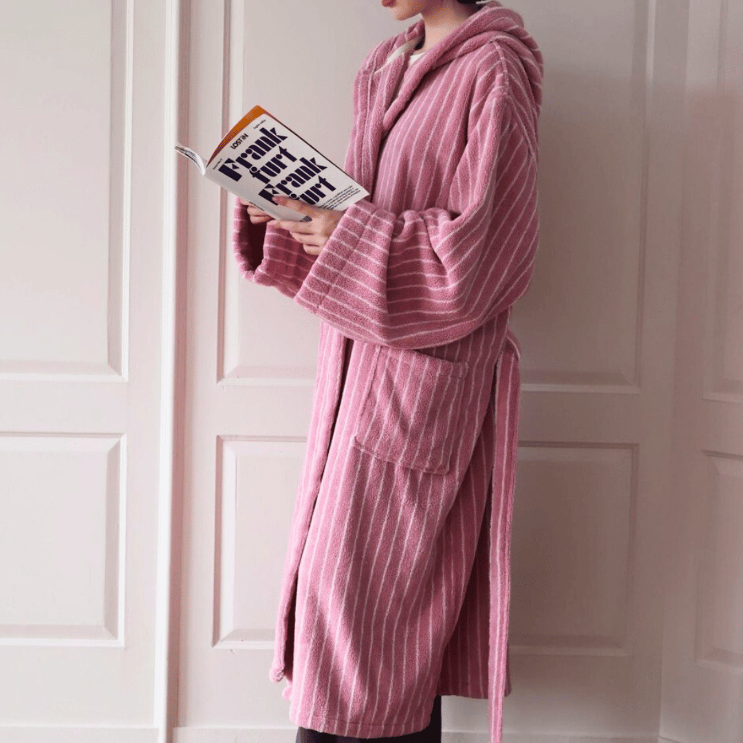 Organic Cotton Jacquard Bathrobe — Spa Luxury, Robes, Varme Stripe